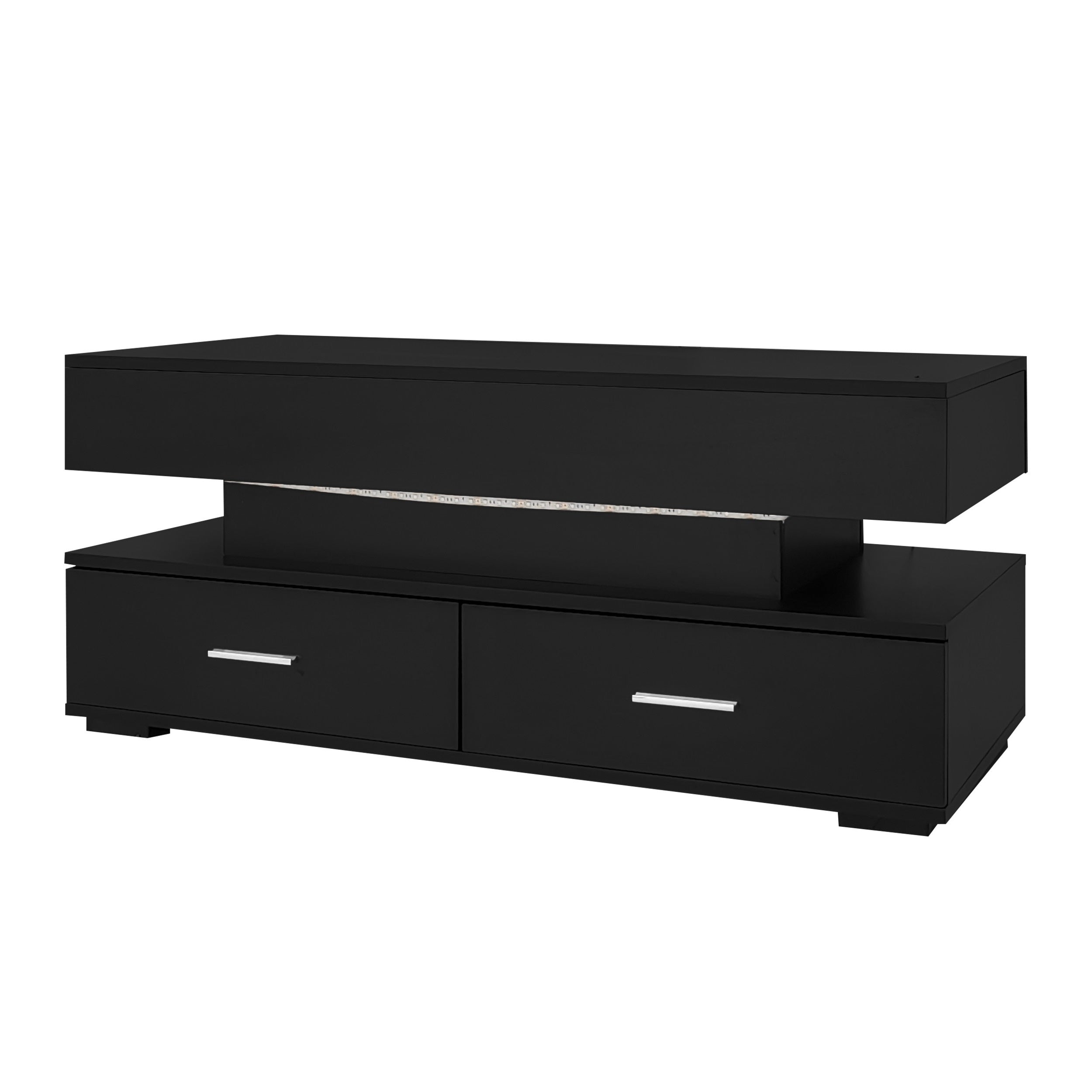 Logidon Verstelbare Salontafel 100x50x44 cm Zwart LED Verlichting