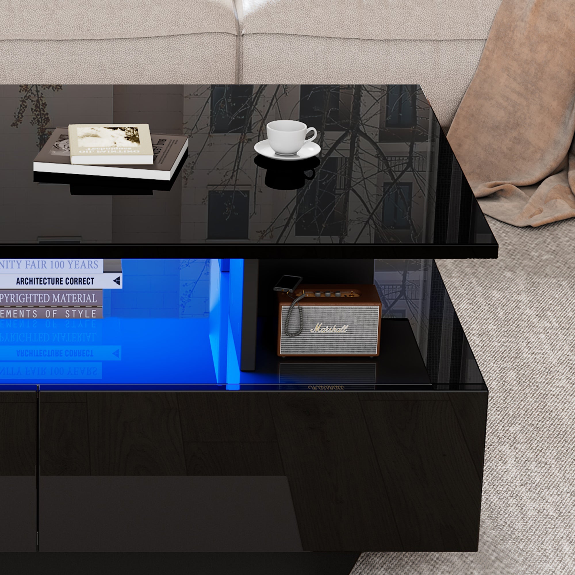 Logidon LED-verlichting salontafel met 2 lades 90x55x41 cm