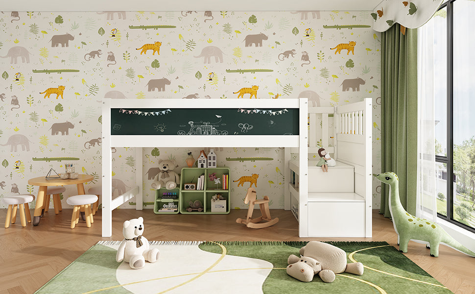 Logidon hoogslaper 90x200 kinderbed met whiteboard wit