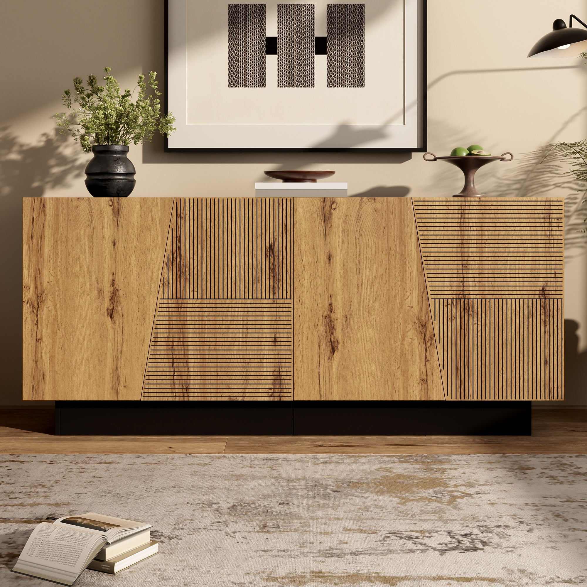 Logidon dressoir 160 cm zwart houtlook verstelbare planken