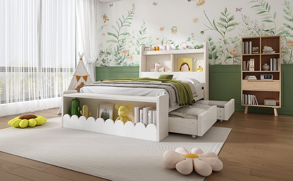 Logidon kinderbed 90x200 wit eiken opberglades