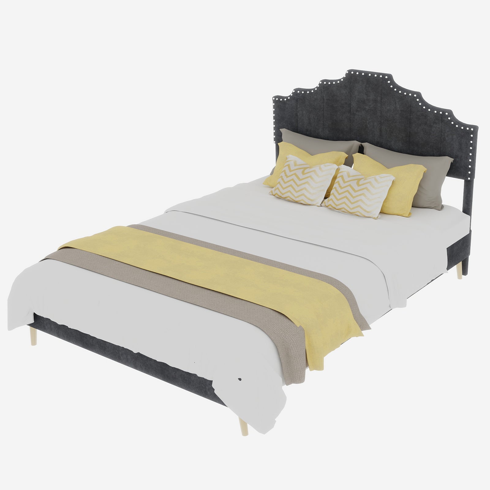 Logidon stoffen bed 160x200 cm grijs met hoofdeinde