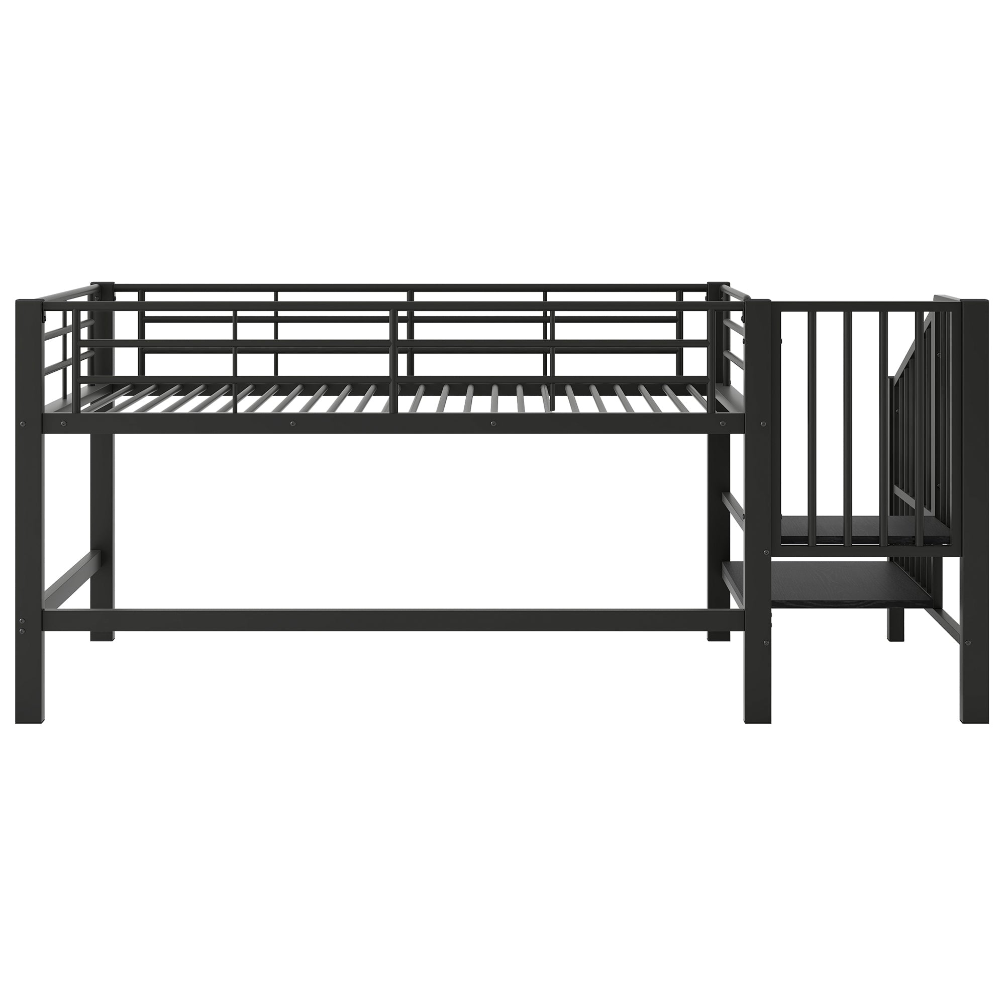Logidon halfhoge hoogslaper 90 x 200 met opbergtrap zwart