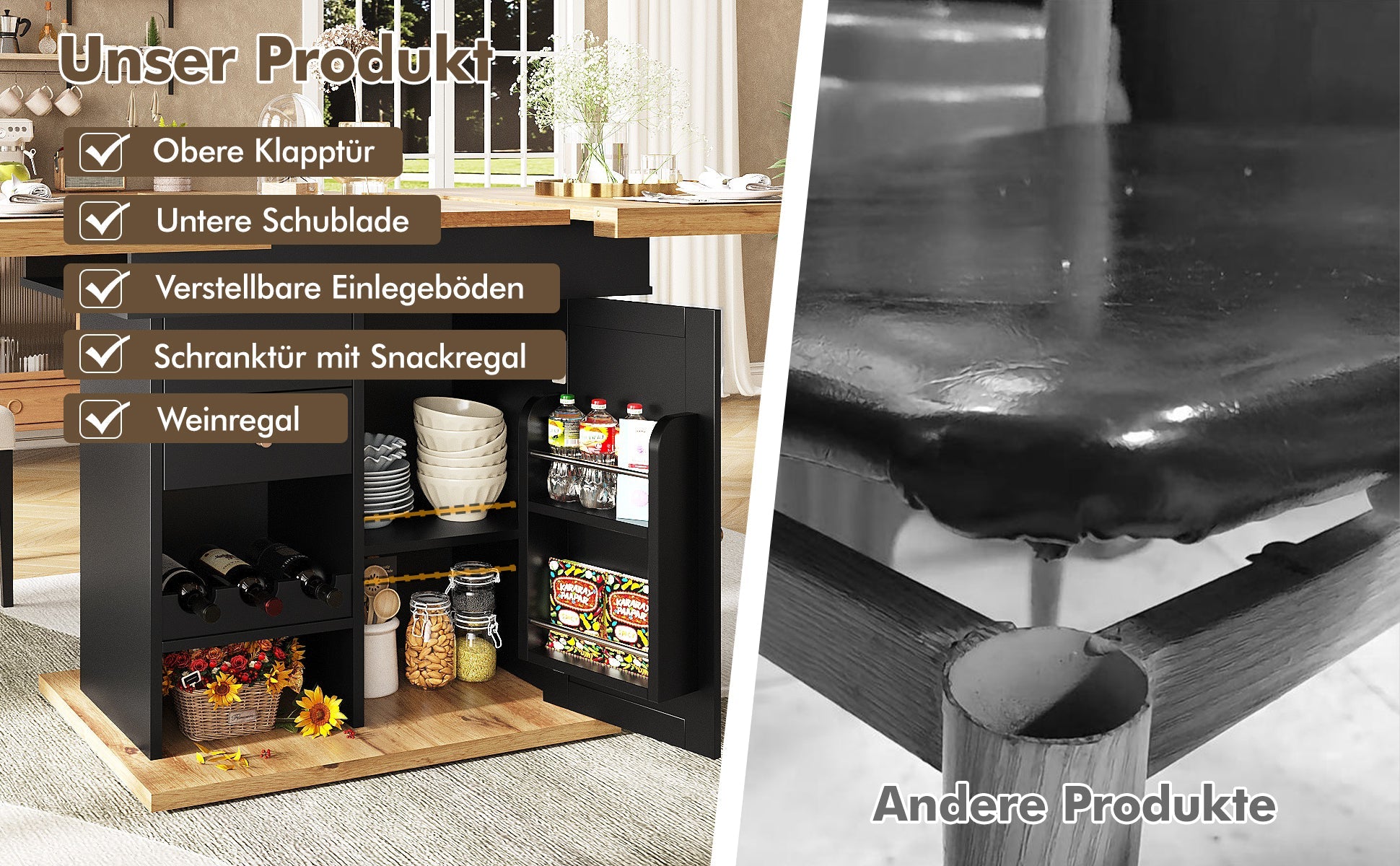 Logidon uitschuifbare eettafel 110-140 centimeter telescopisch naturel MDF