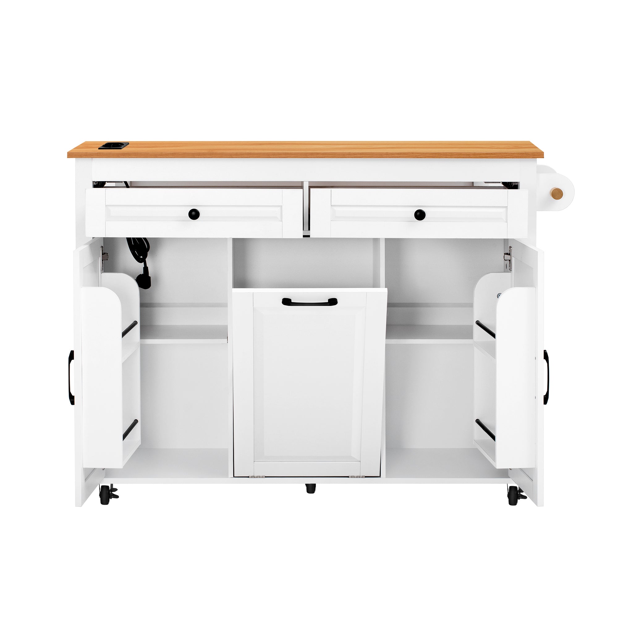 Logidon Keukeneiland op Wielen Wit Uitschuifbare Werkplek 120 cm
