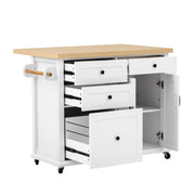 Logidon Mobiel Keukeneiland Wit met Uitschuifbare Eettafel en Laden