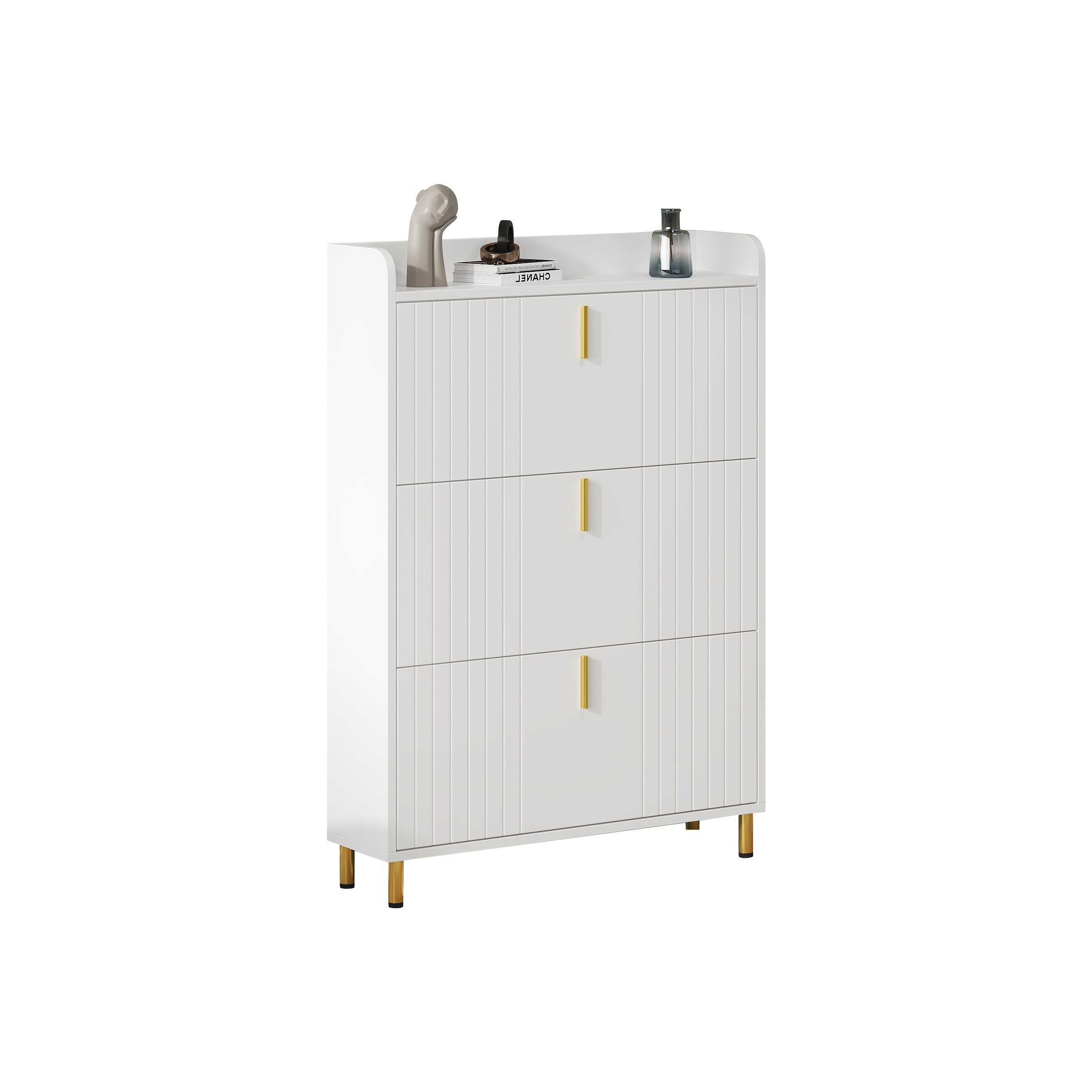 Logidon schoenenkast wit 3 kleppen, 6 vakken, 80x23x123 cm