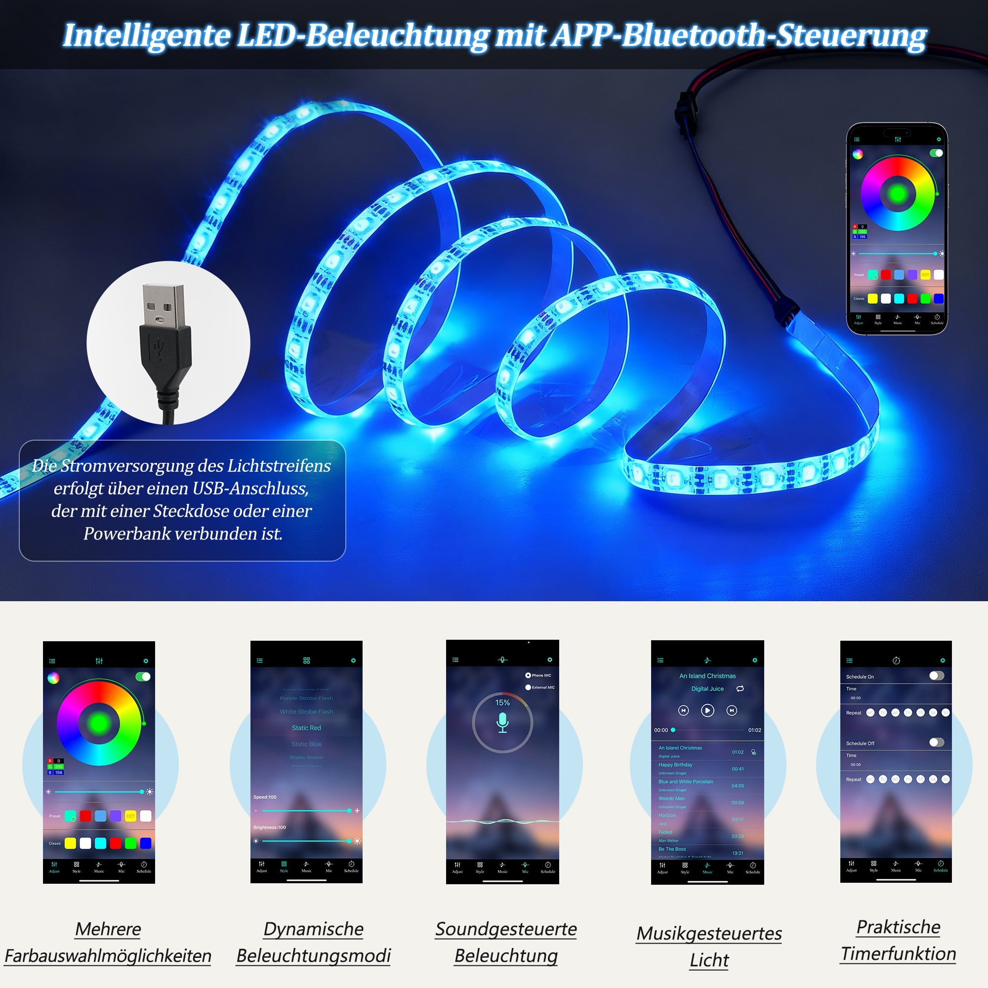 Logidon LED salontafel wit hoogglans marmer effect met afstandsbediening