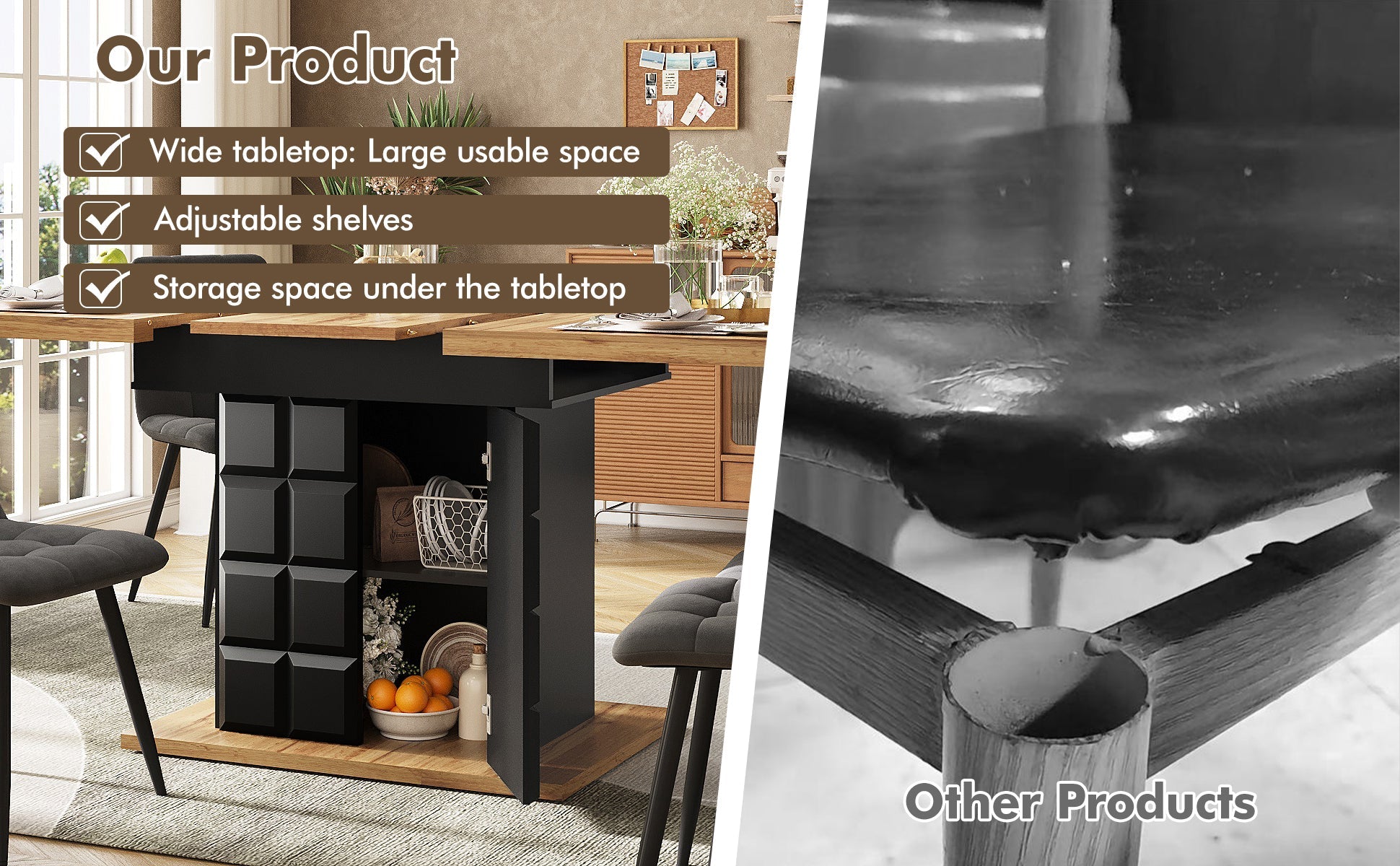 Logidon uitschuifbare eettafel 110-140 centimeter telescopisch naturel MDF