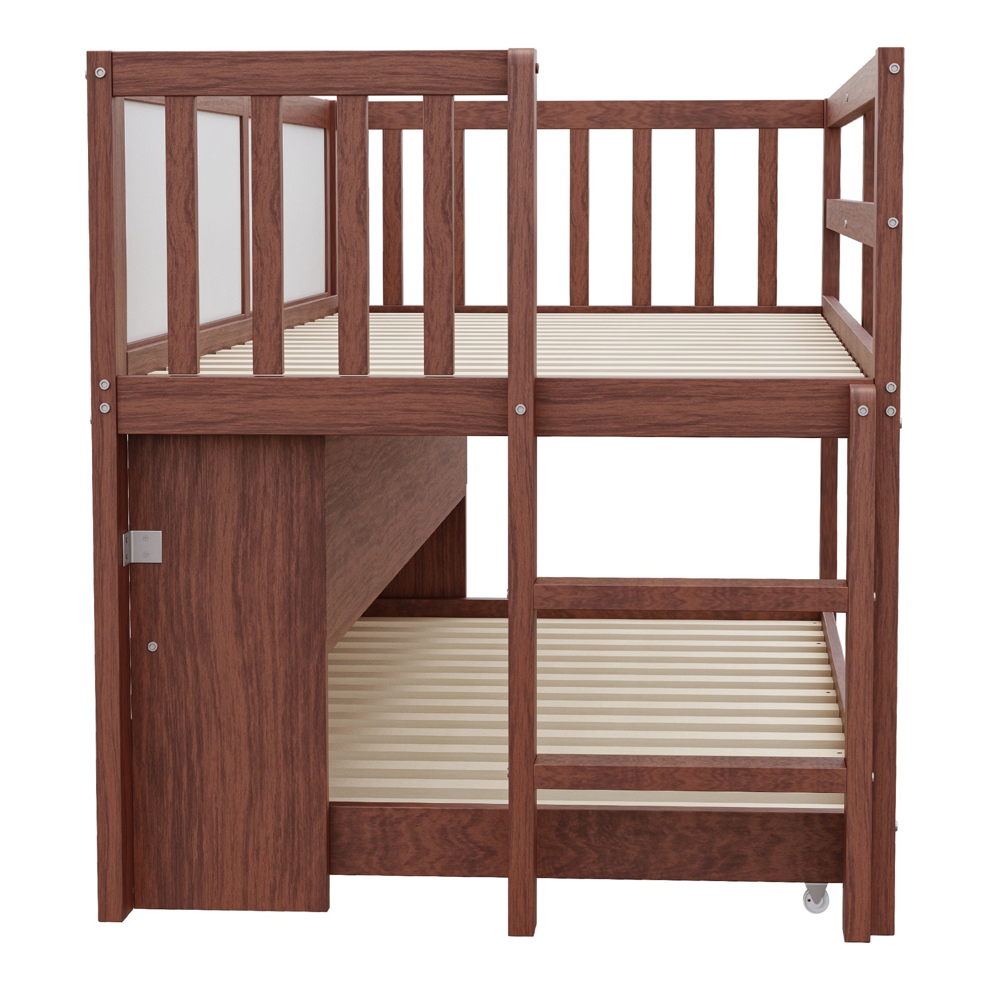 Logidon House Bed 90x200 Bruin Uitschuifbare onderbed-klimladder