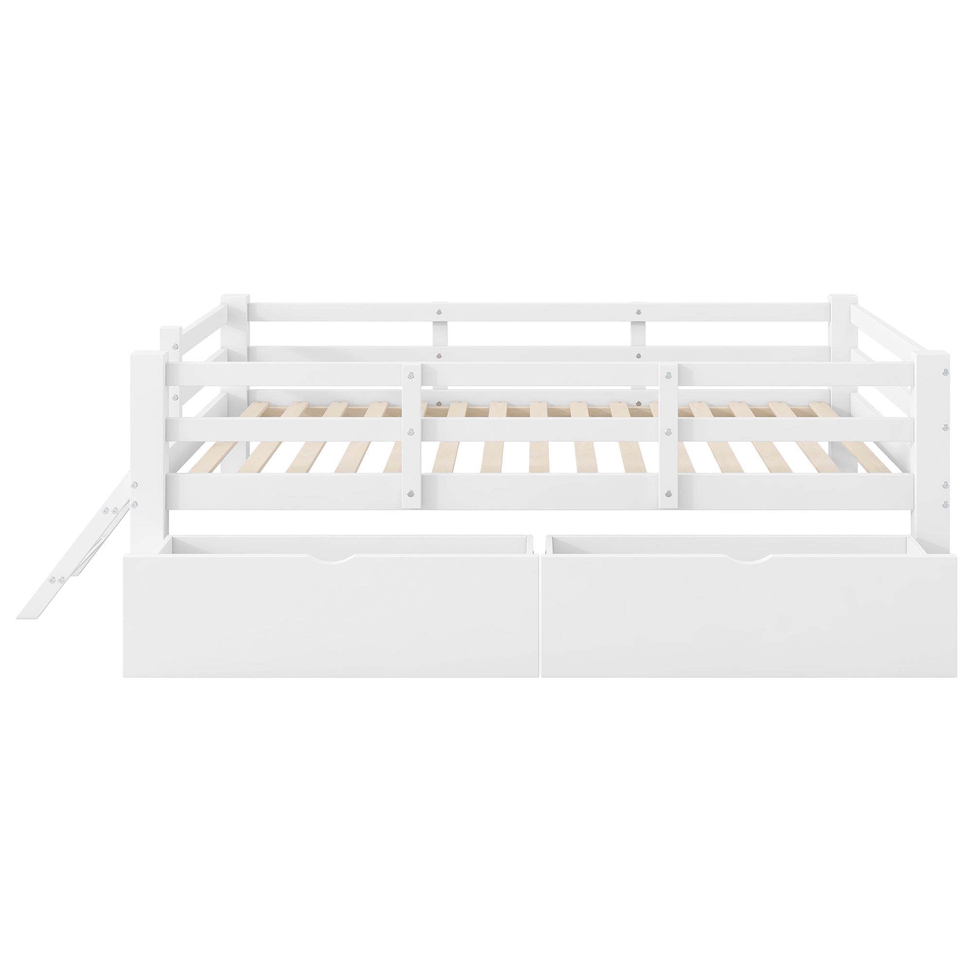 Logidon 90x200 houten platformbedleuning 2 laden wit