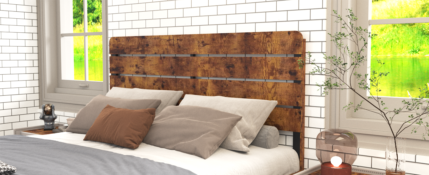 Logidon houten tweepersoonsbed 180x200 bruin antieke stijl met ijzeren lattenbodem
