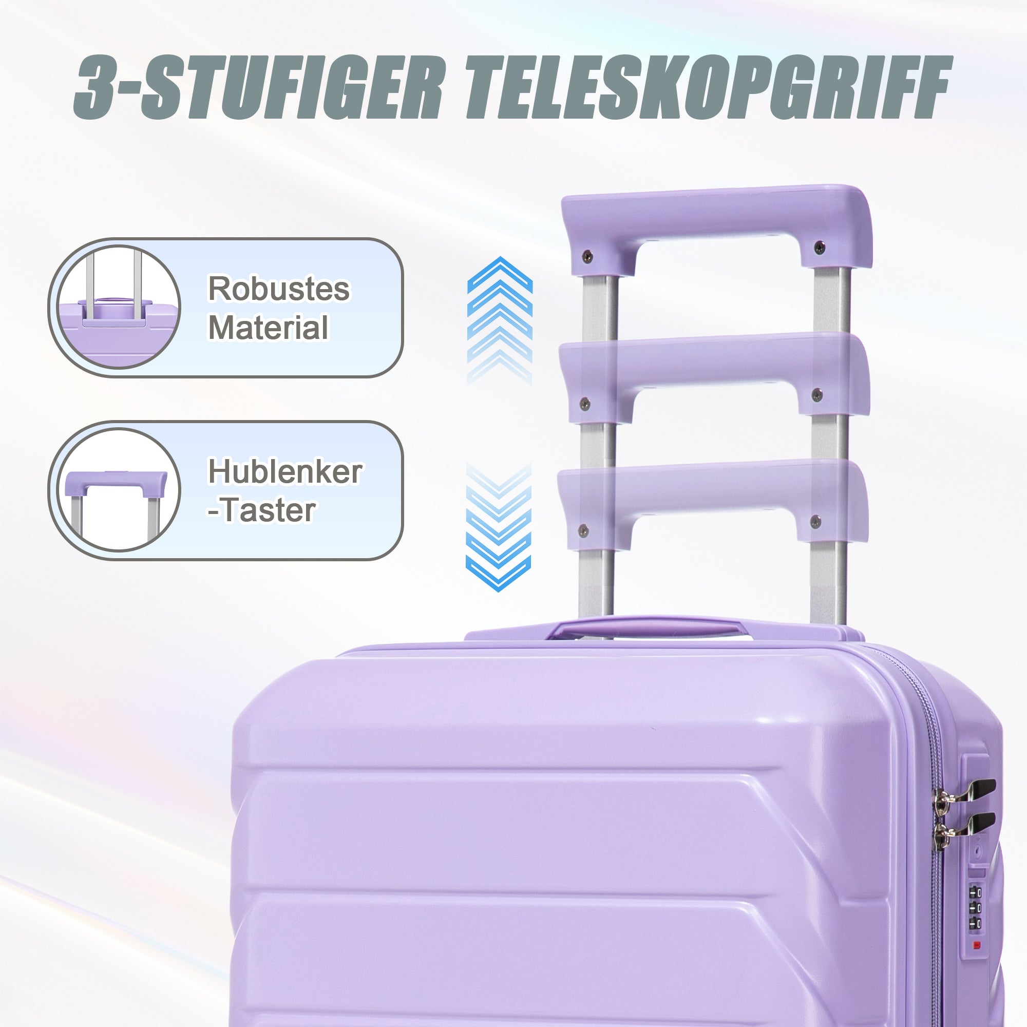 Logidon 2-delige ABS kofferset 19/14 inch spinner blauw paars