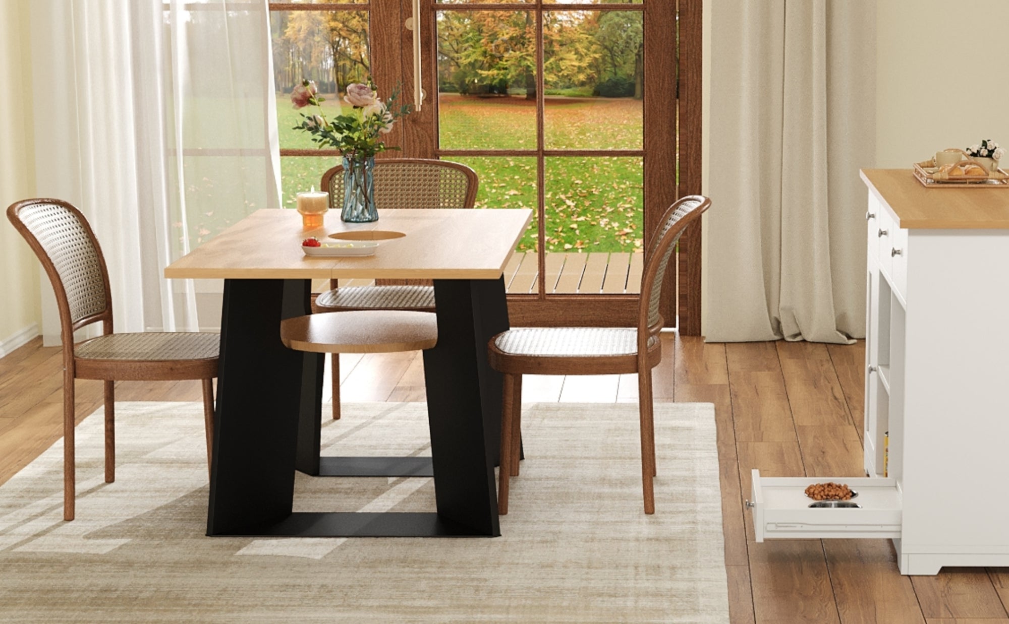 Logidon Huisdiervriendelijke eettafel met huisdierzone 130x85x75 cm