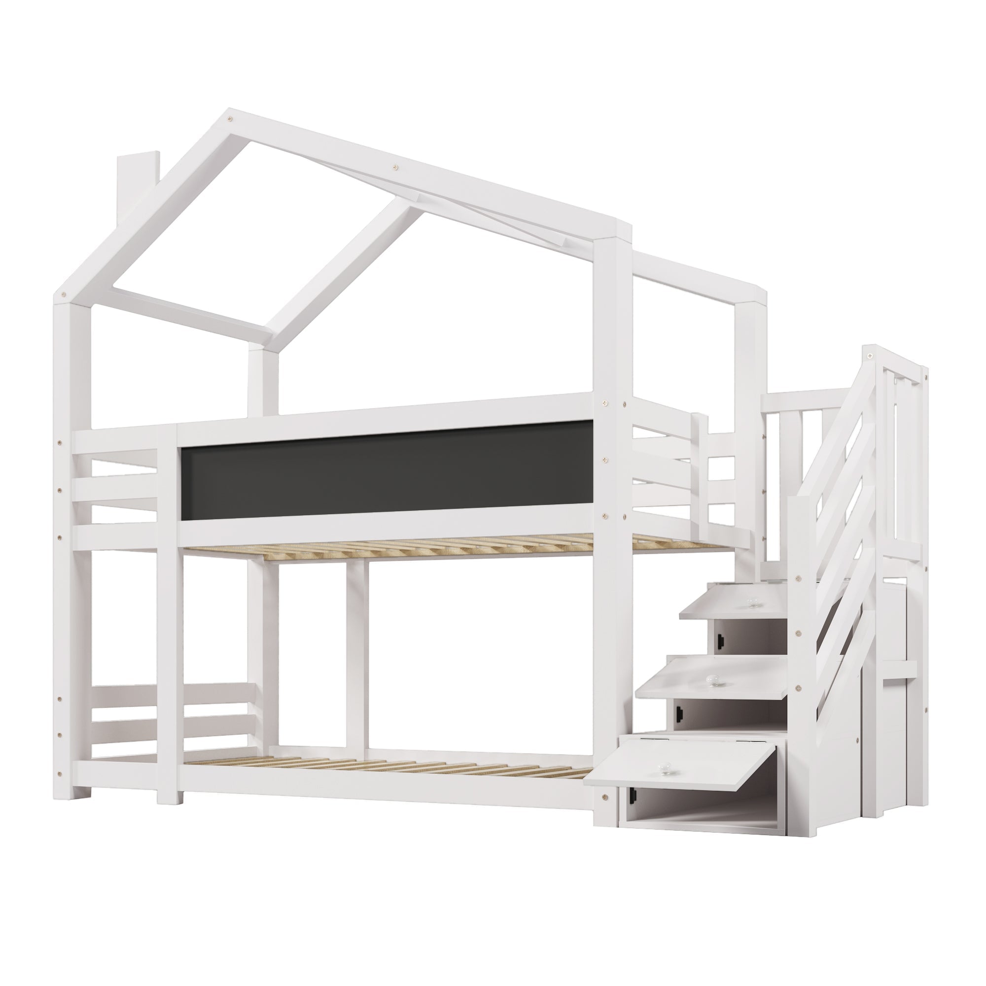 Logidon stapelbed boomhut 90x200 wit met schouw en opbergruimte