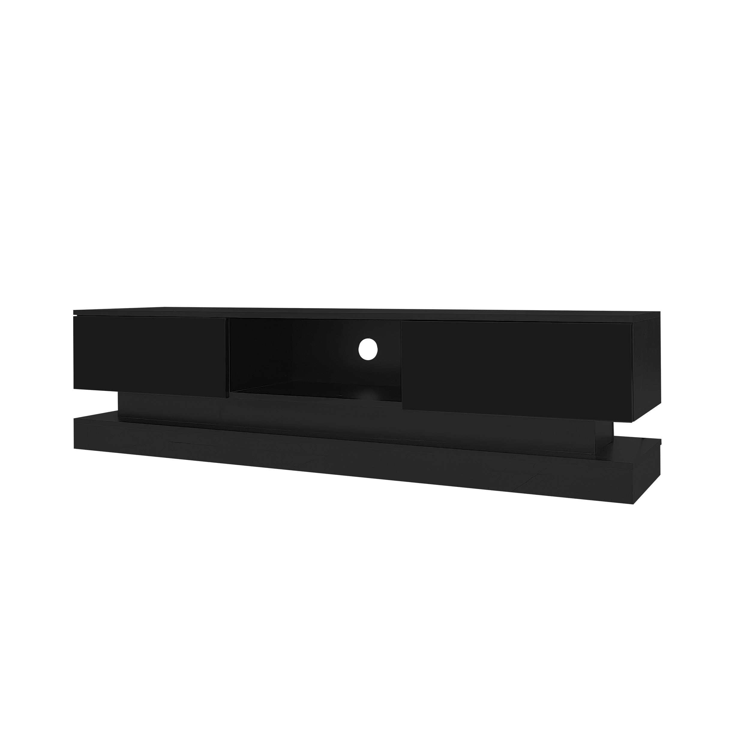 Logidon Zwart Hoogglans TV-meubel 160 CM Met LED 2 Laden
