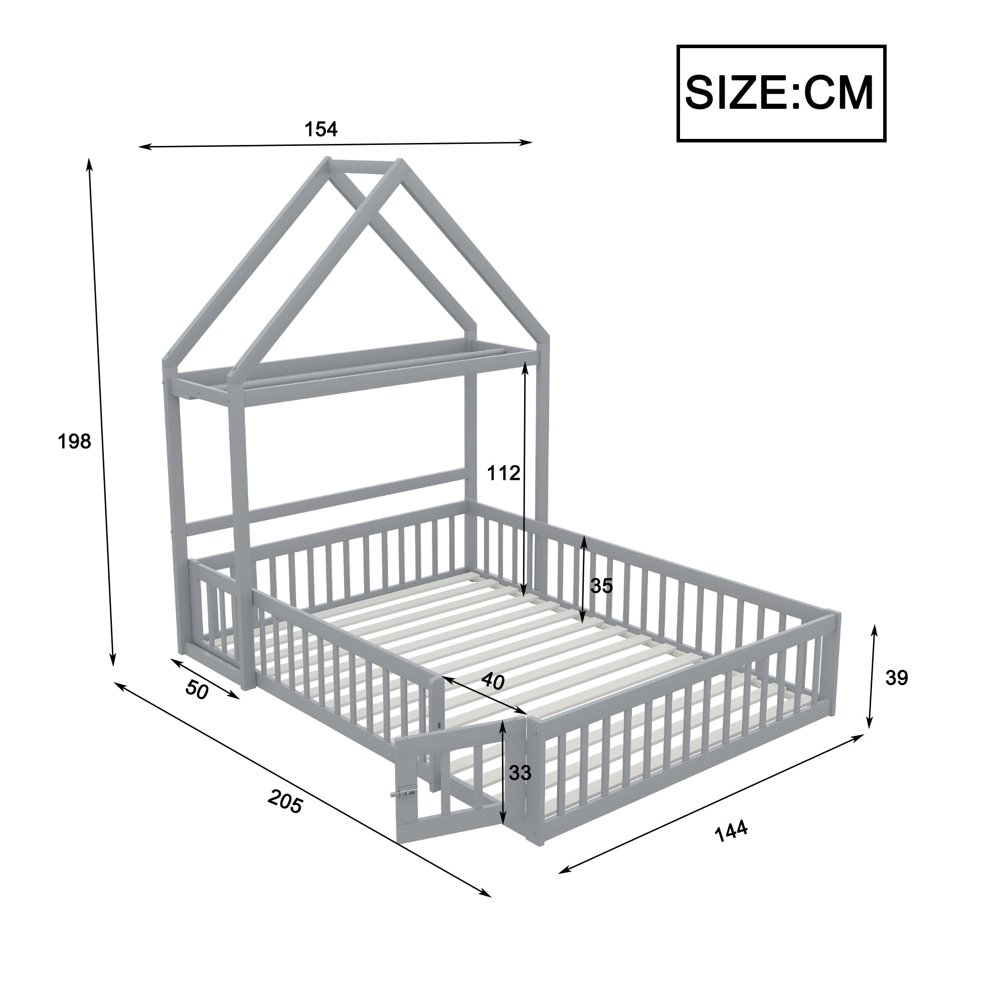 Logidon Kinderbed 140x200 Grijs met opbergruimte en deuren