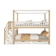 Logidon stapelbed 90x200 cm massief houten huisvorm met veiligheidsladder