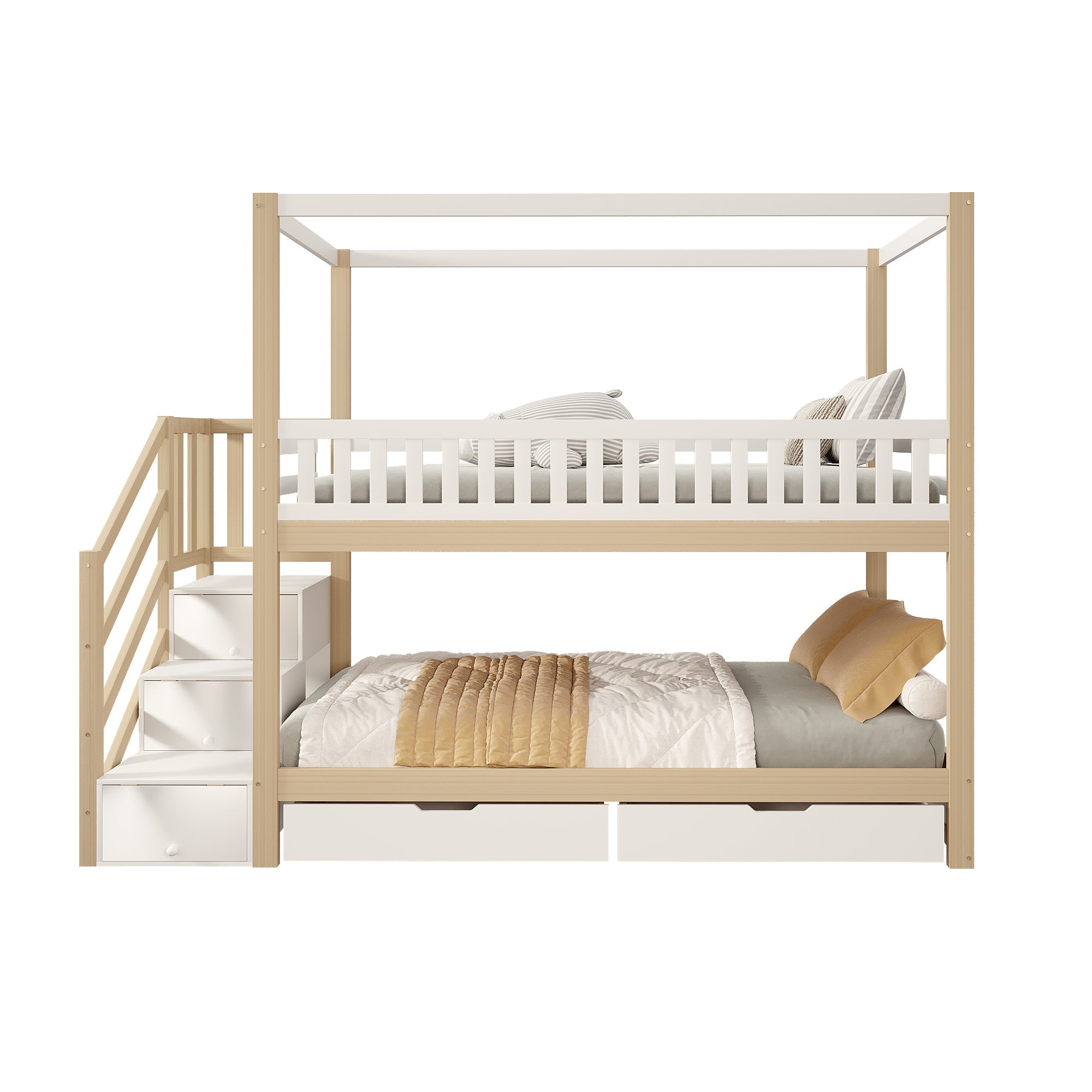 Logidon stapelbed 90x200 cm massief houten huisvorm met veiligheidsladder