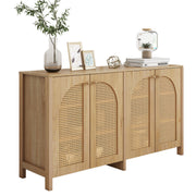 Logidon Dressoir 145x40x80 cm met vier rotan deuren natuurlijk hout