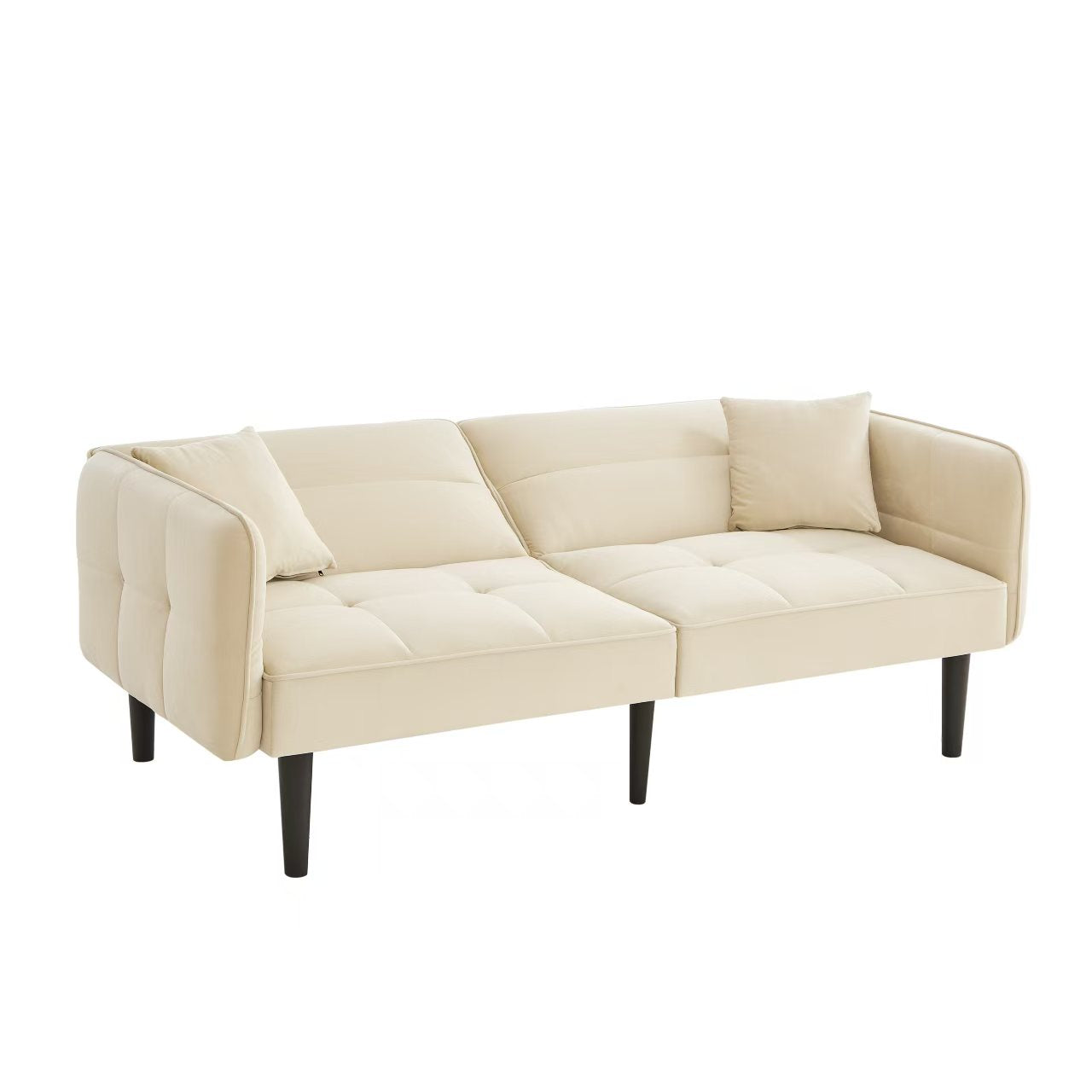 Logidon 2-in-1 slaapbank beige fluwelen hoes verstelbare tweezits
