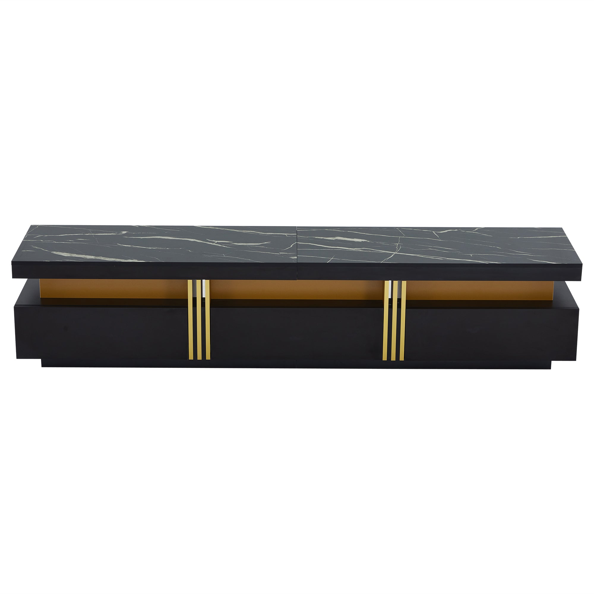 Logidon Zwarte tv-wandmeubelset 2 tv-kast salontafel marmerlook
