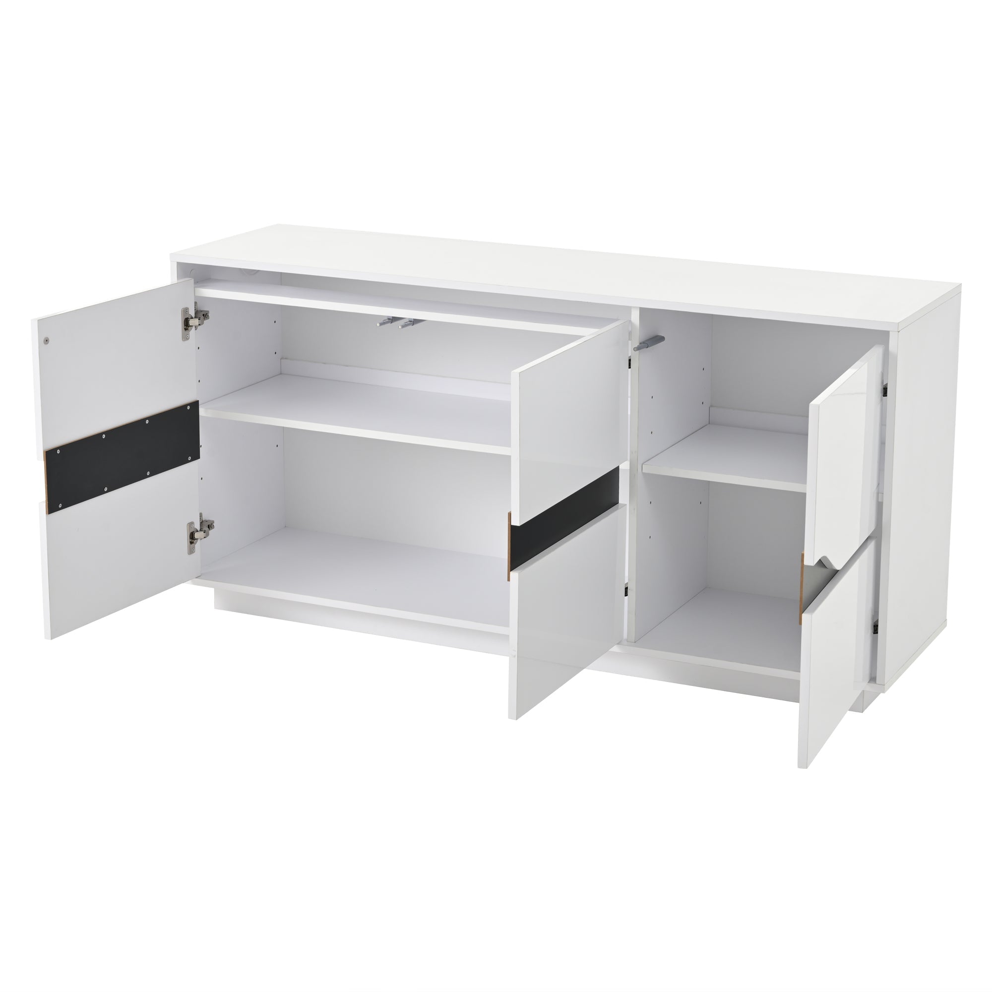 Logidon Sideboard 140x40x76 Cm White Black With 3 Doors LED