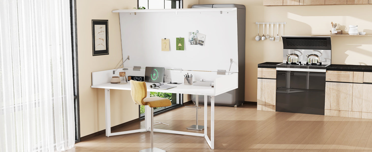 Logidon Opvouwbaar Bureau 120x55 Wit Met Stopcontacten