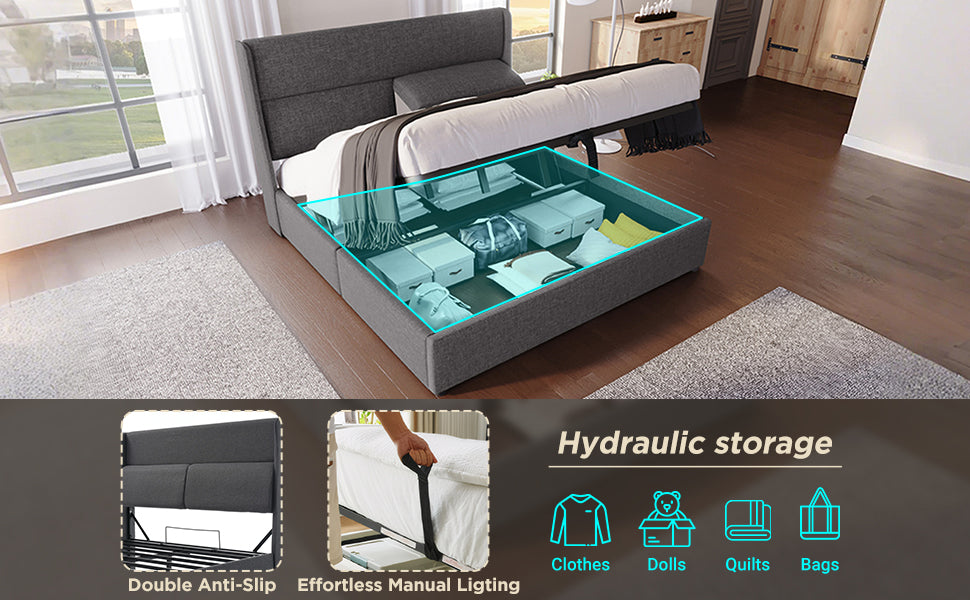 Logidon gestoffeerd bed 180x200cm verstelbare hoofdsteunen met opbergruimte