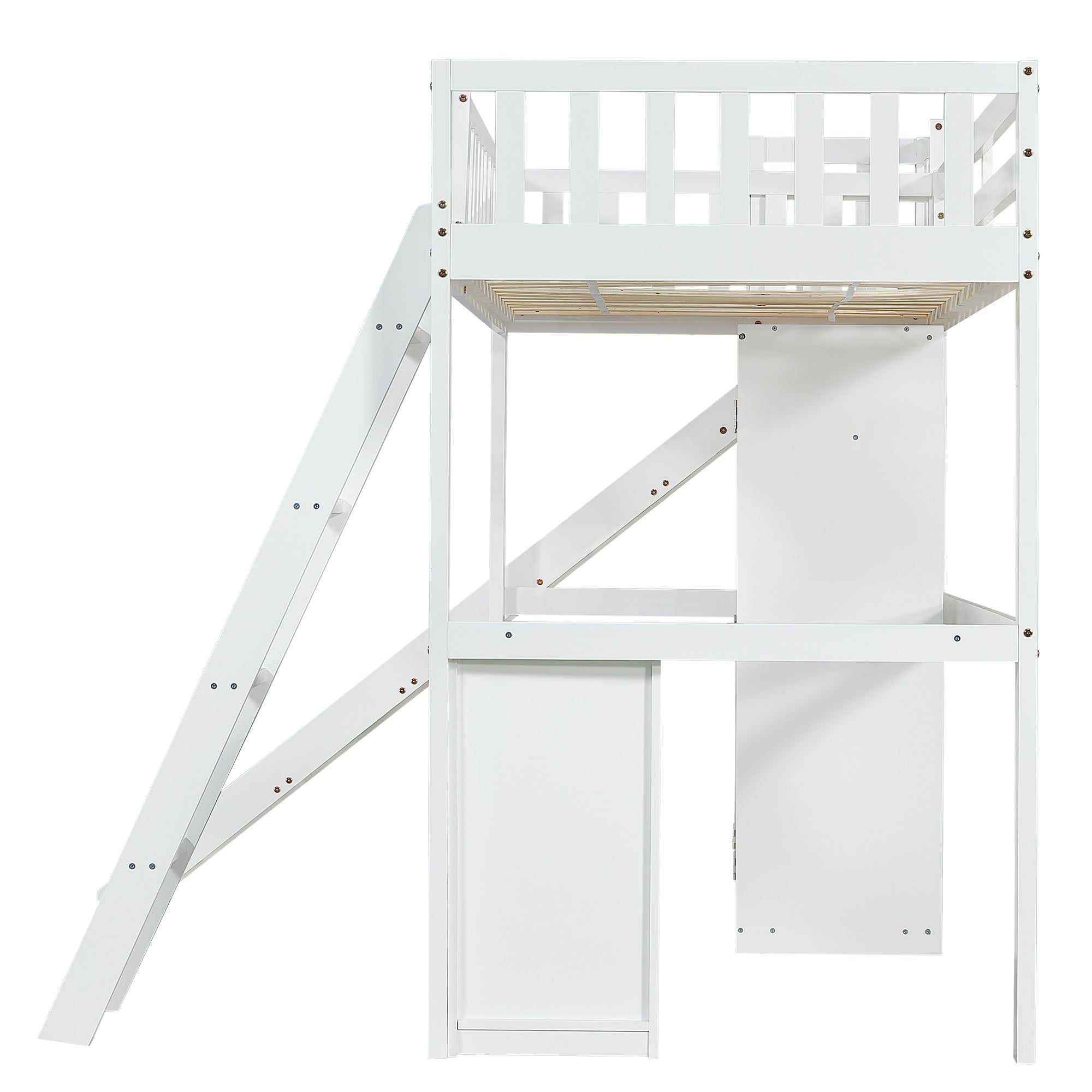 Logidon stapelbed kinderbed met tafel en kledingkast 90x200 wit