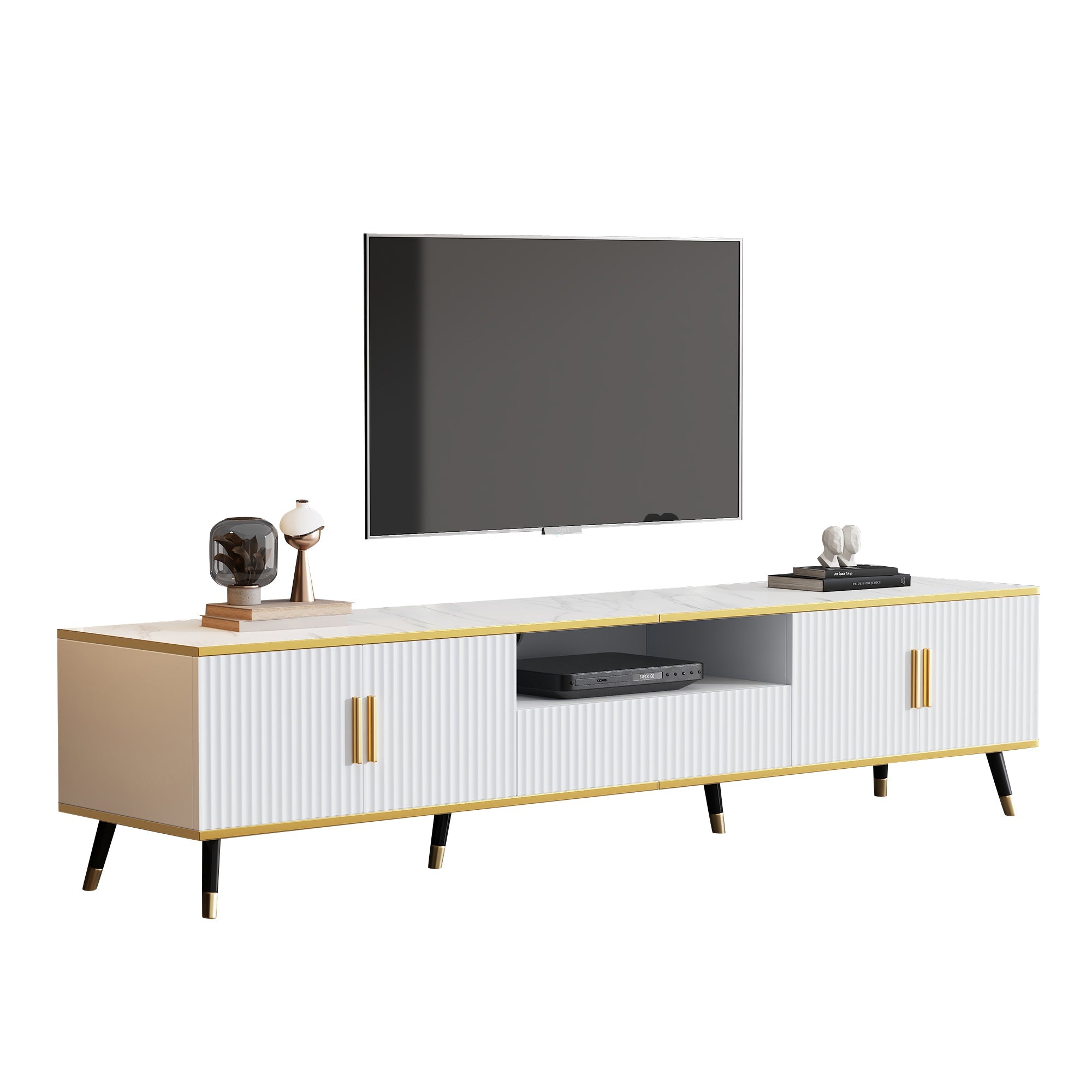 Logidon Modern TV-meubel Wit Marmerlook 200x40x46 cm