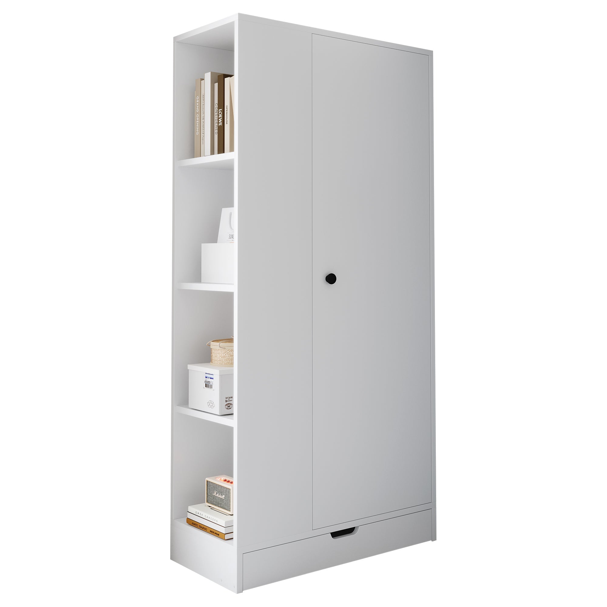 Logidon kledingkast 70x40x170 centimeter enkele deur planken wit