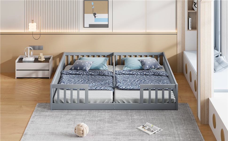 Logidon Upholstered Bed 90x200 cm Gray Children's Bed With Safety Gate