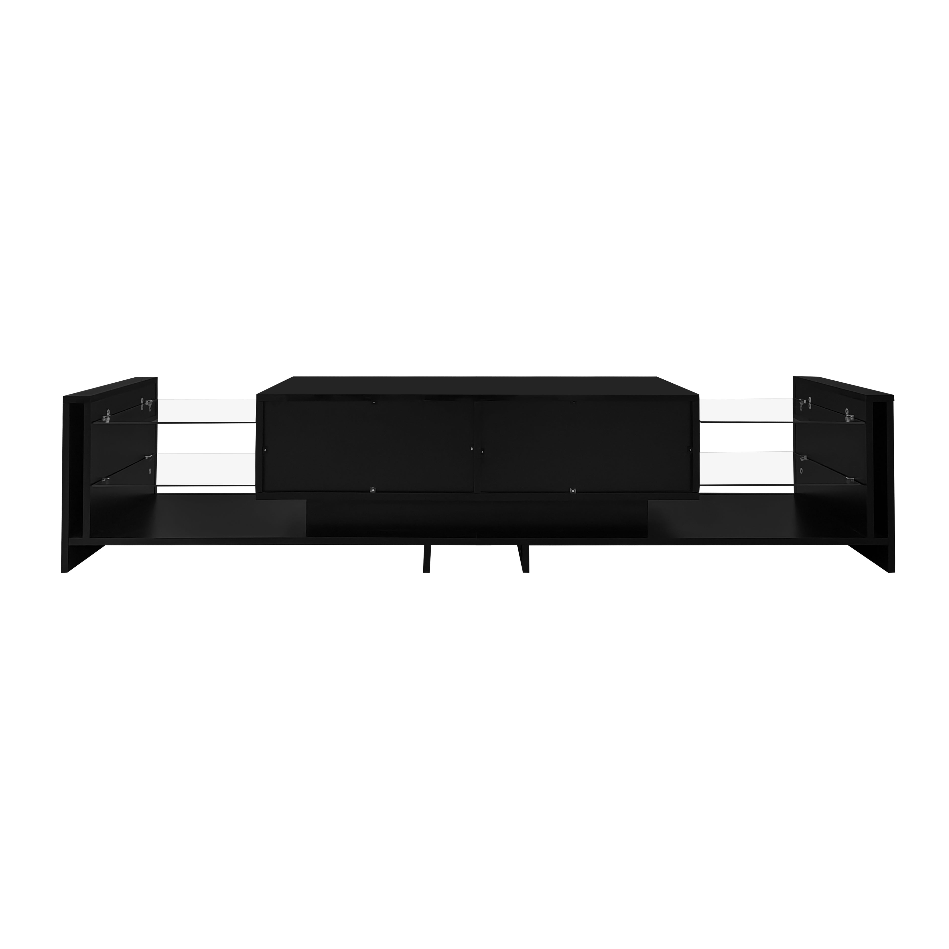 Logidon high-gloss TV cabinet 181 cm LED lighting black glass front