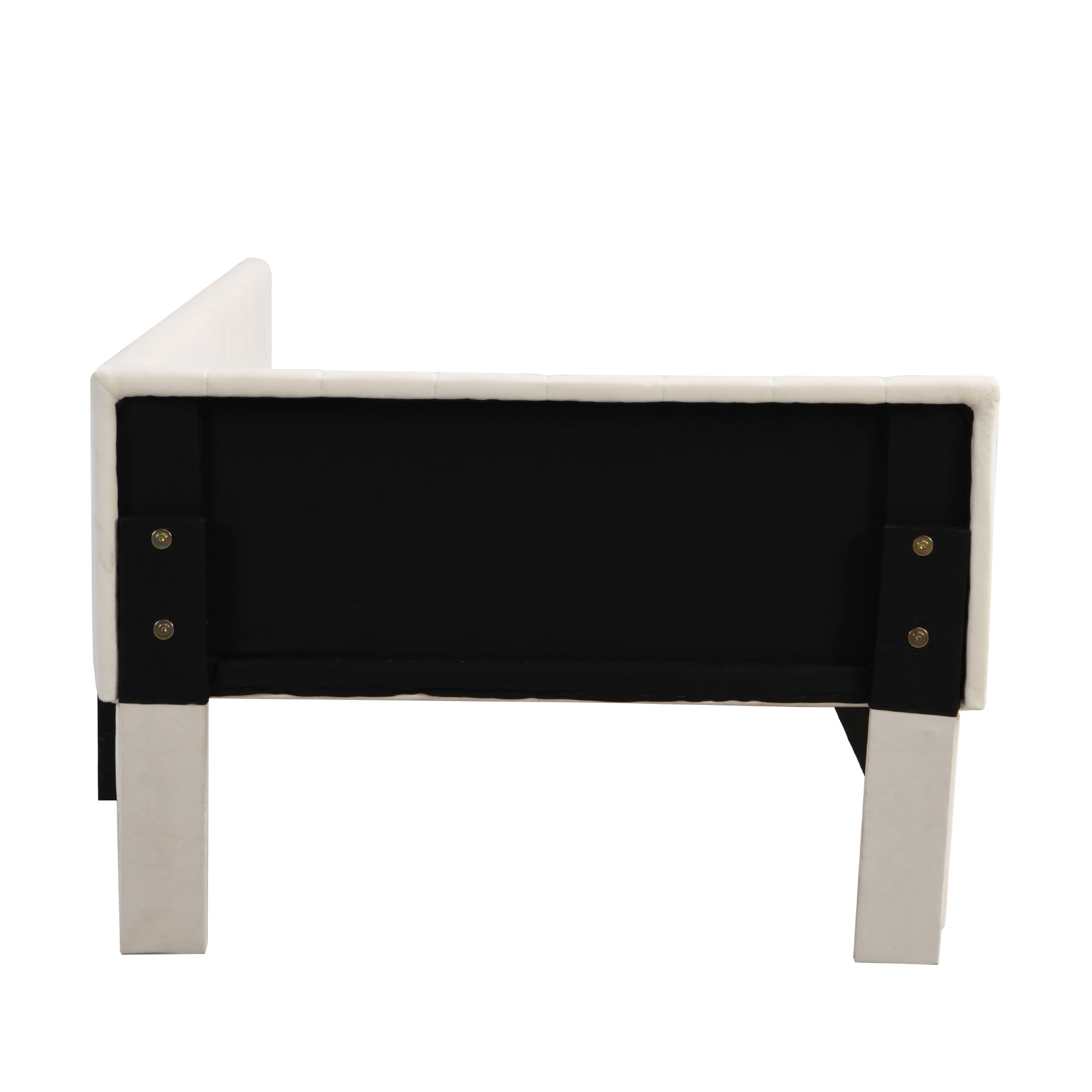 Logidon upholstered bed 90x200 multifunctional bed with slatted frame beige velvet