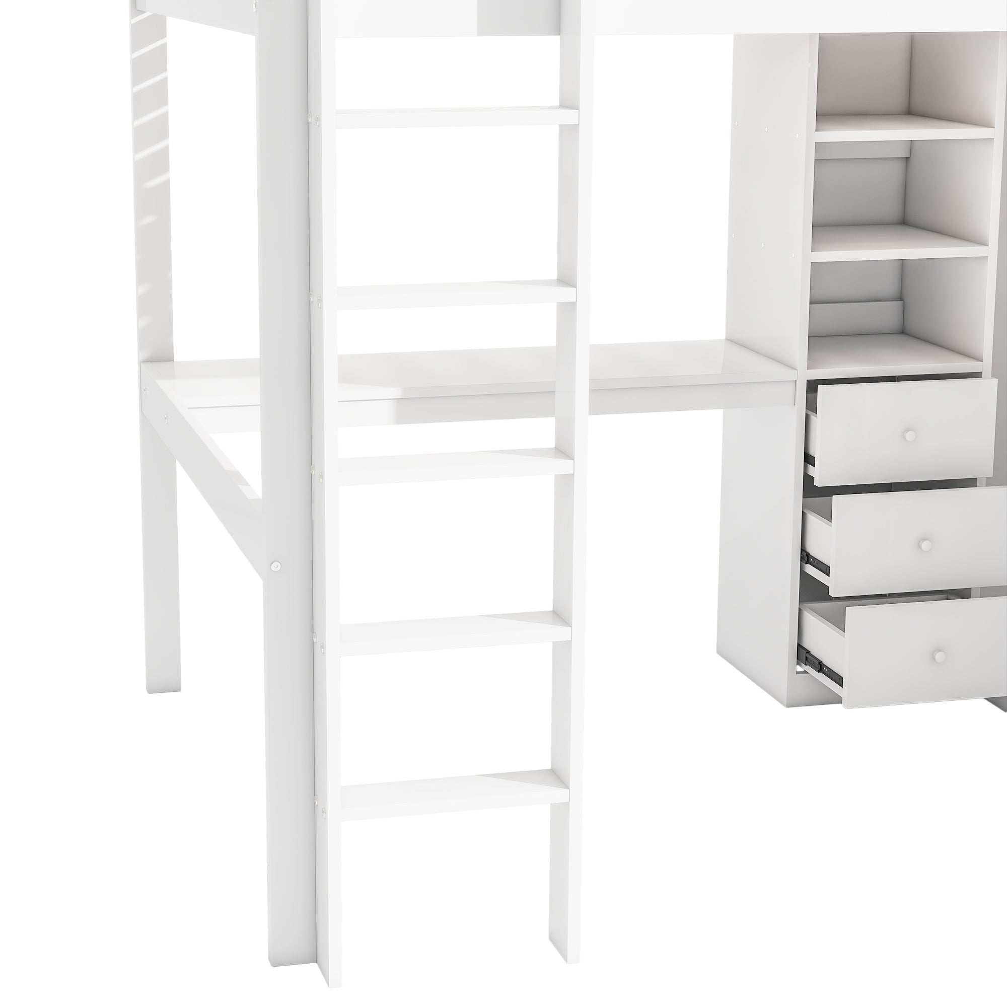 Logidon hoogslaper 140x200 wit met bureau kledingkast trap