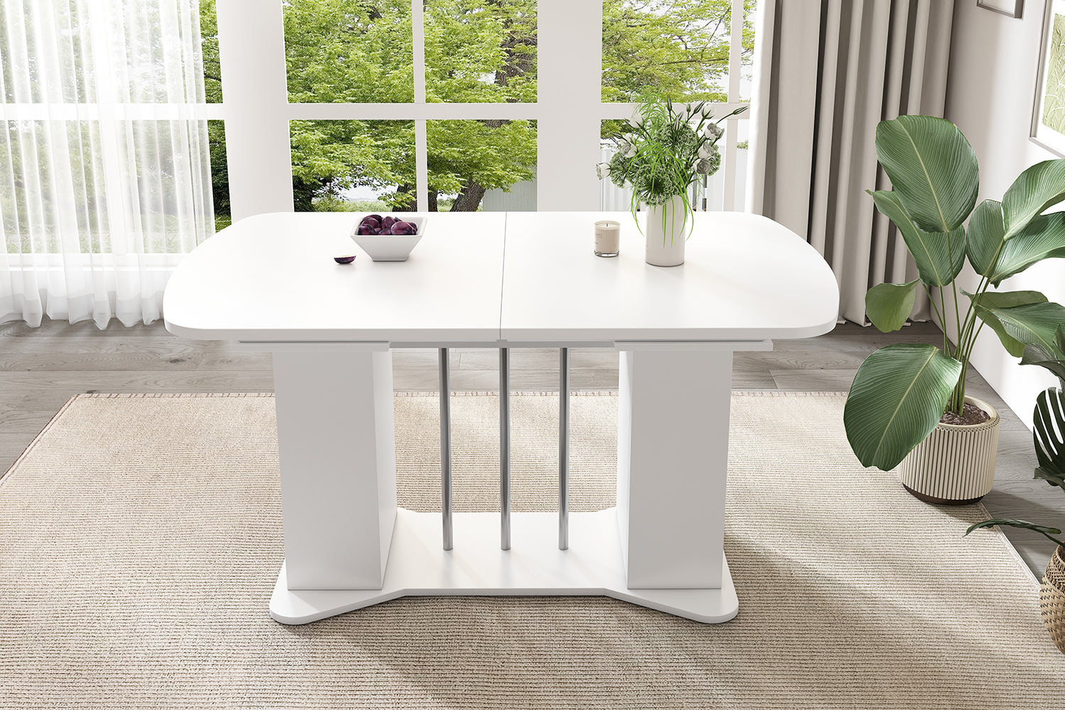 Logidon uitschuifbare eettafel 120/160x80 wit met opbergpoten