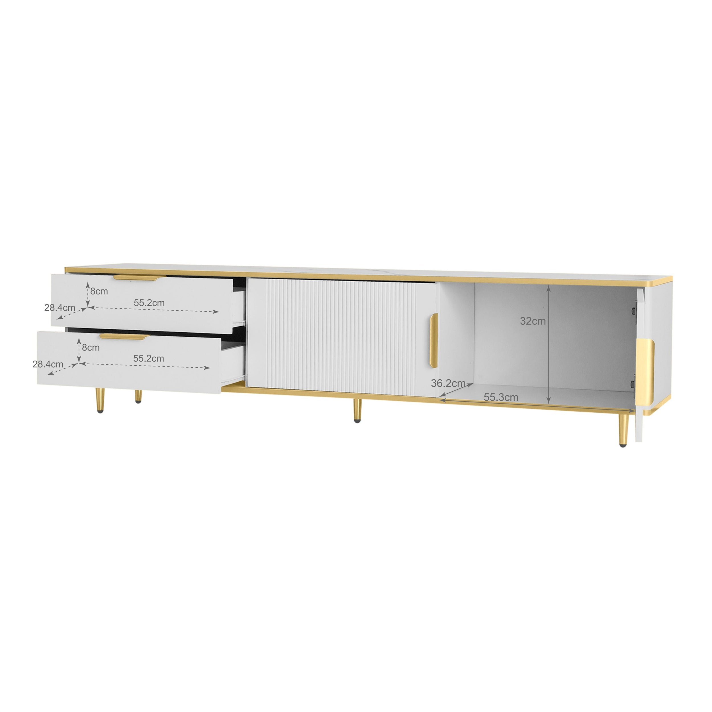 Logidon TV-meubel witgouden accenten 175 cm breed marmerlook