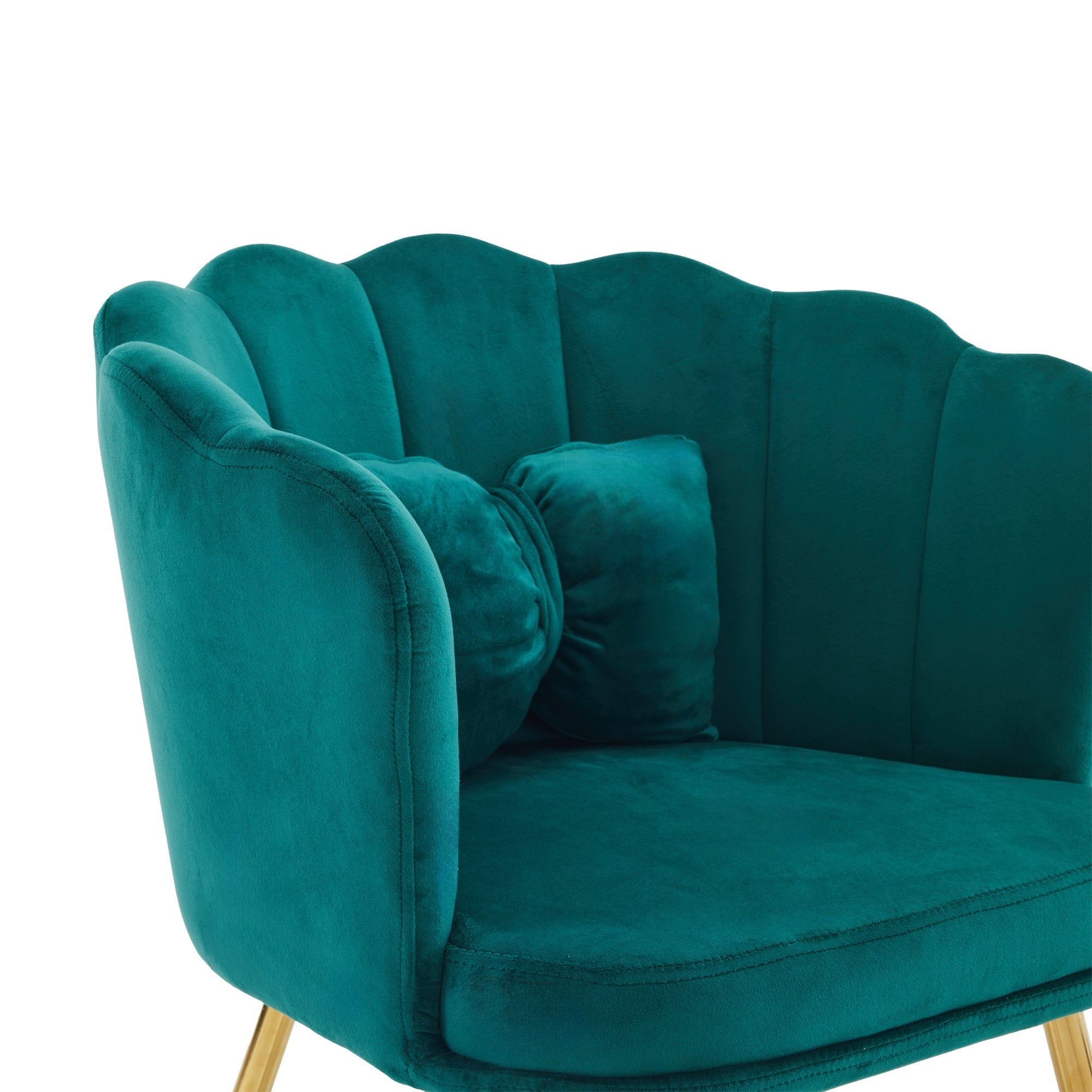 Logidon set van 6 fluwelen woonstoelen met groene bloemblaadjes en gouden poten