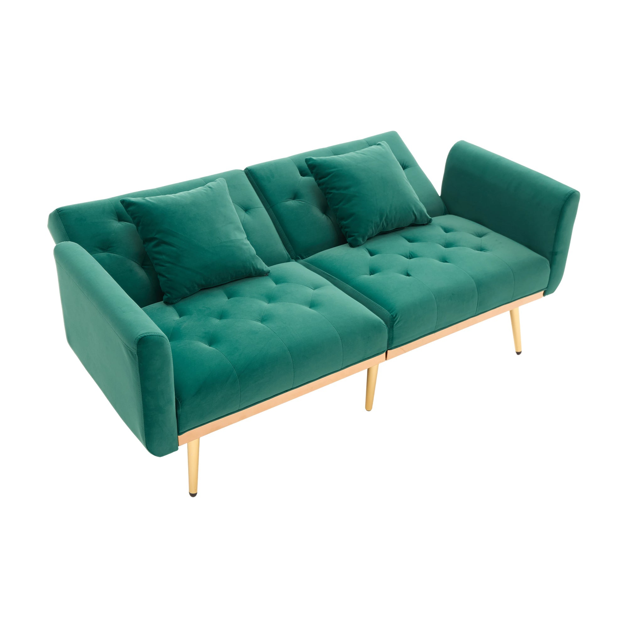 Logidon tweezitsbank smaragd fluweel met verstelbare rugleuning