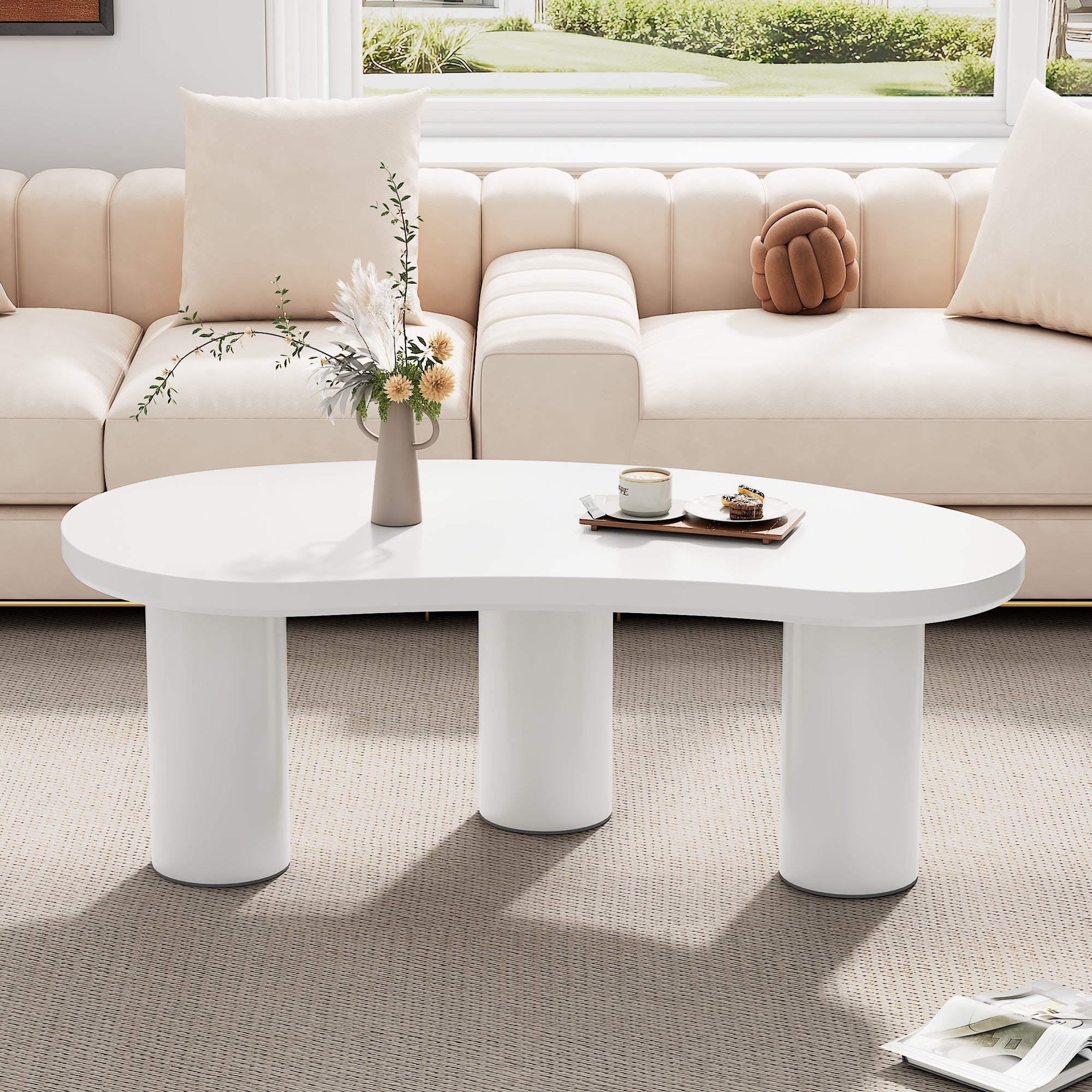 Logidon Witte halve maan salontafel 107x57x40,5 cm MDF en PVC