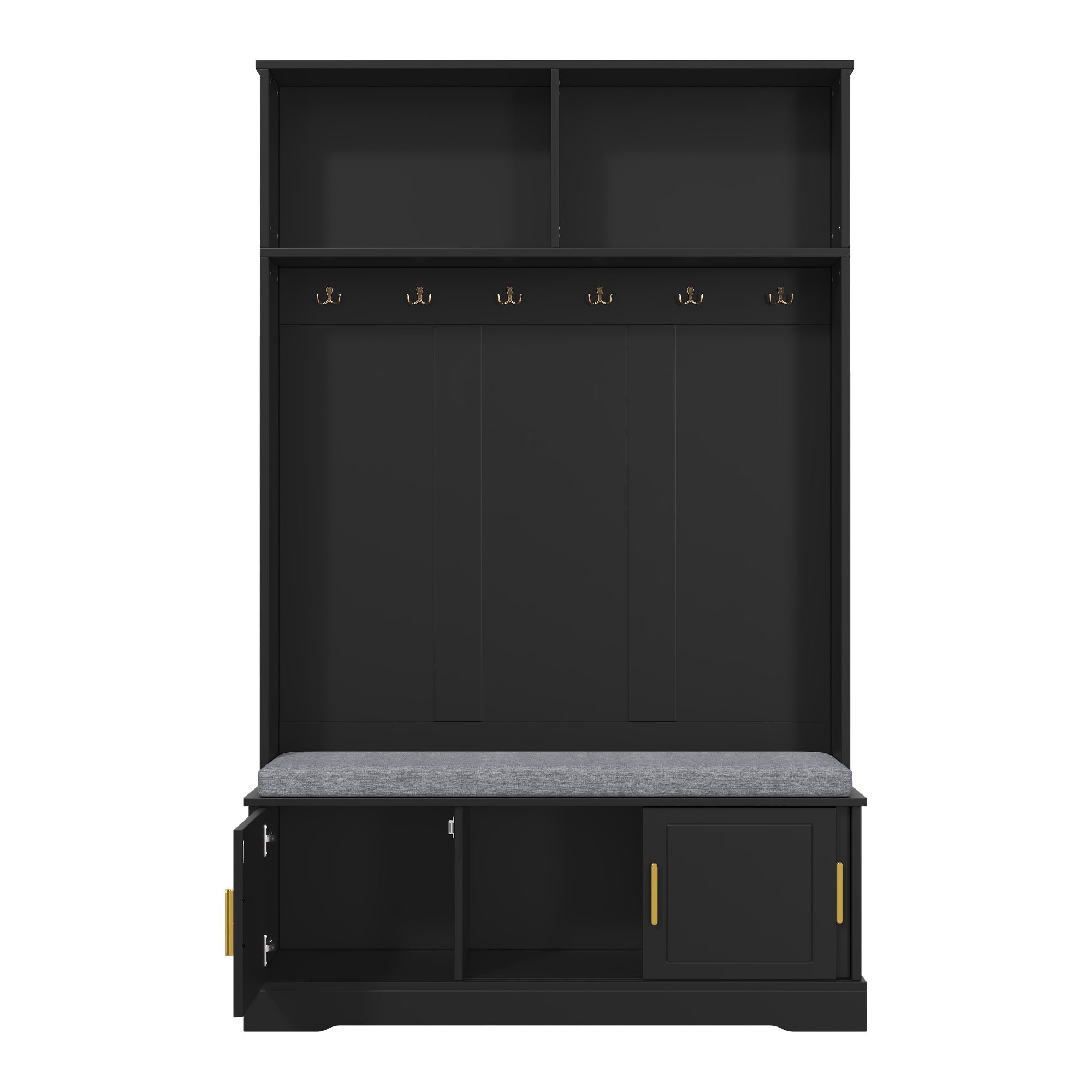 Logidon kapstok schoenenbank met 6 drievoudige haken zwart 120x40x191 cm