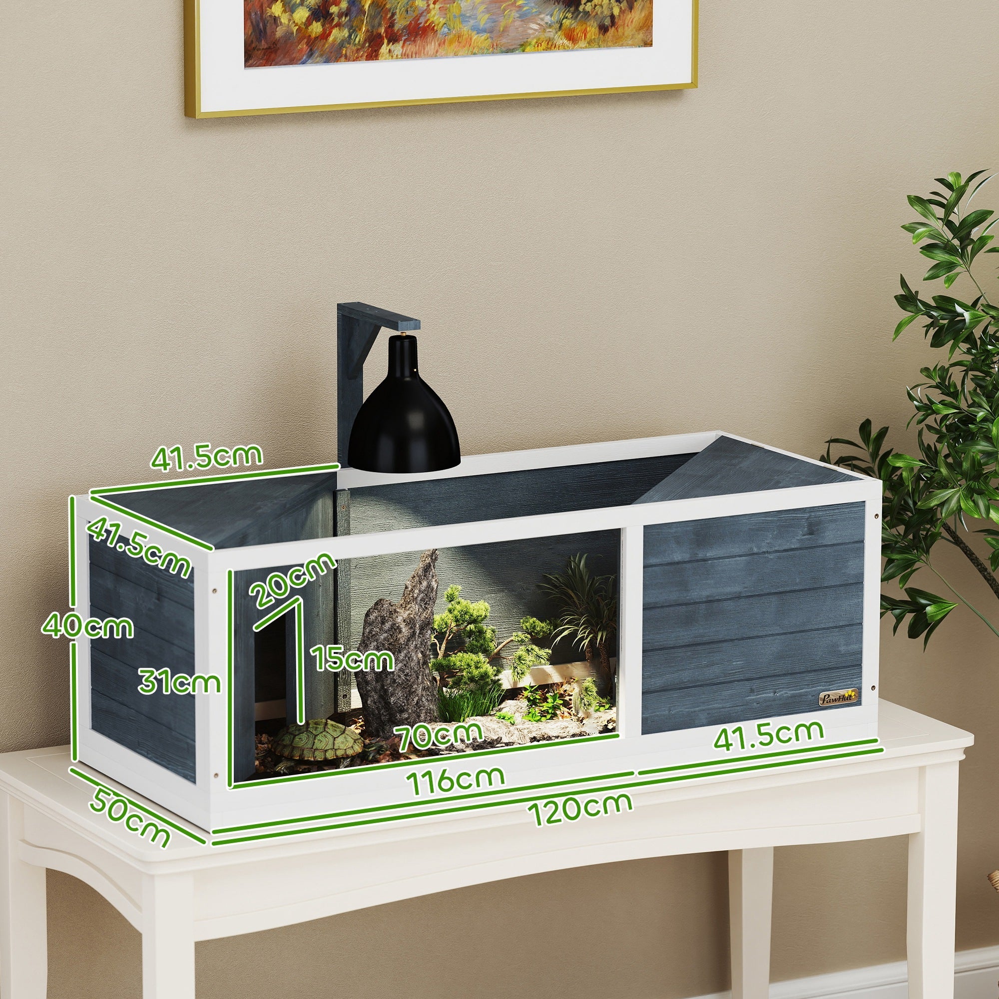Logidon Schildpaddenhuis Hout Grijs 120x50x40 cm Twee hoofdhuizen