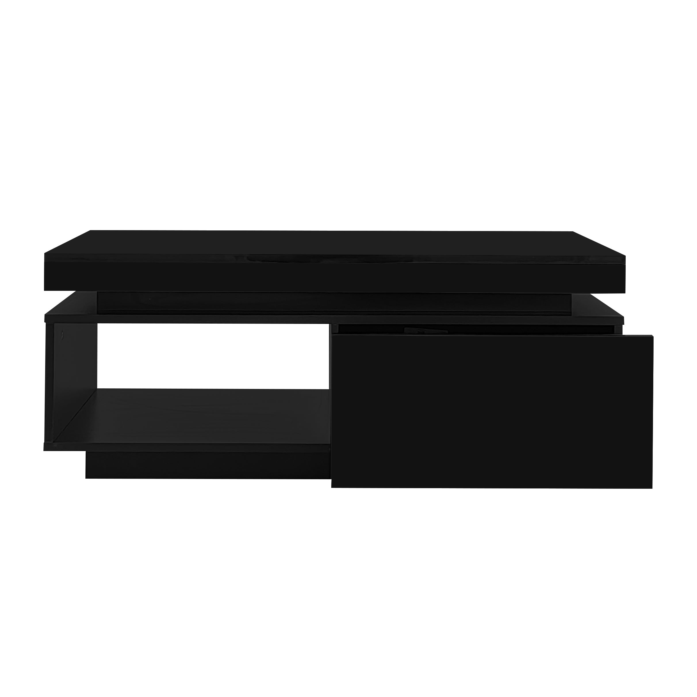 Logidon TV wall cabinet set black high gloss with LED lighting 181cm
