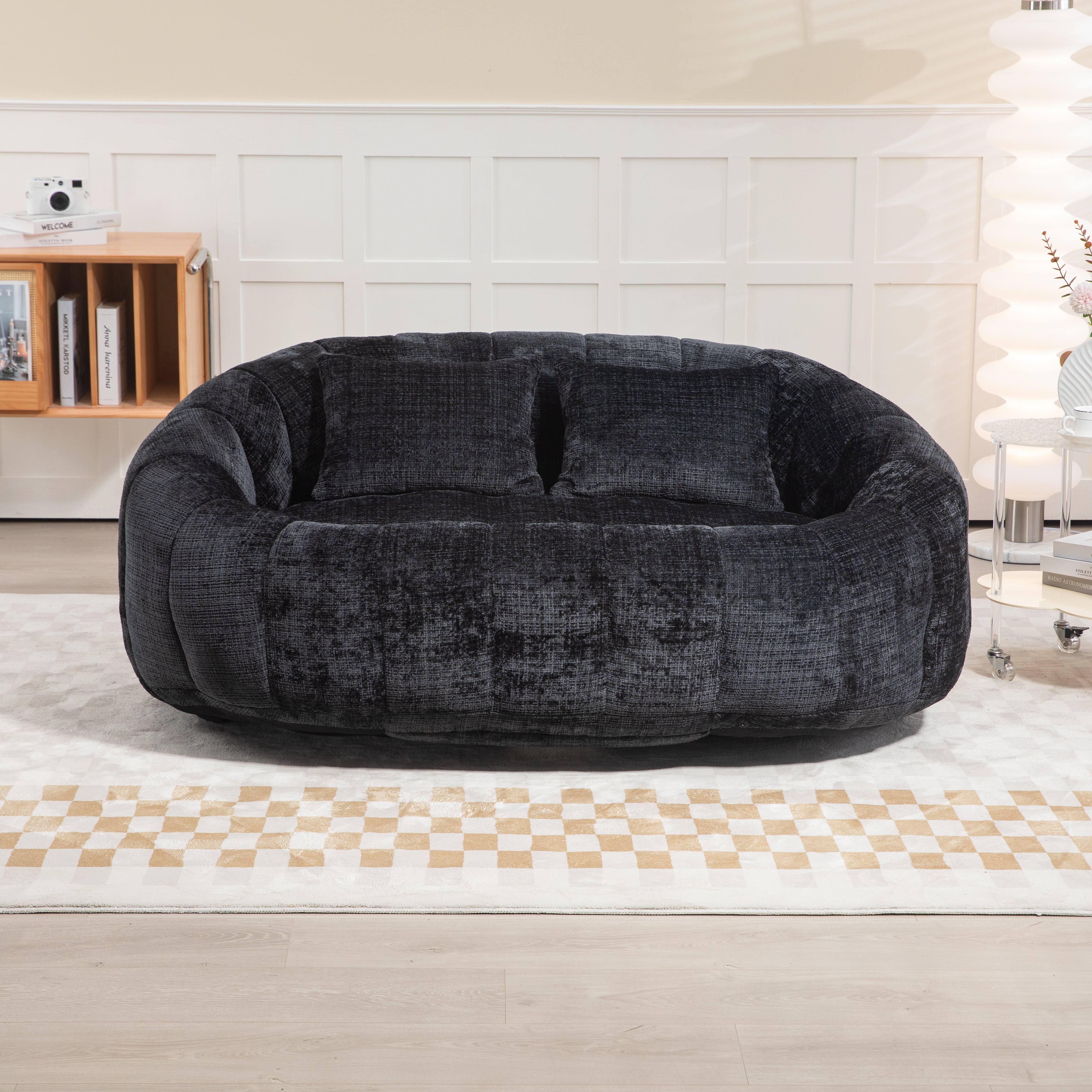Logidon Luxe Zitzak met Hoge Rug Chenille Zwart 150x95 cm