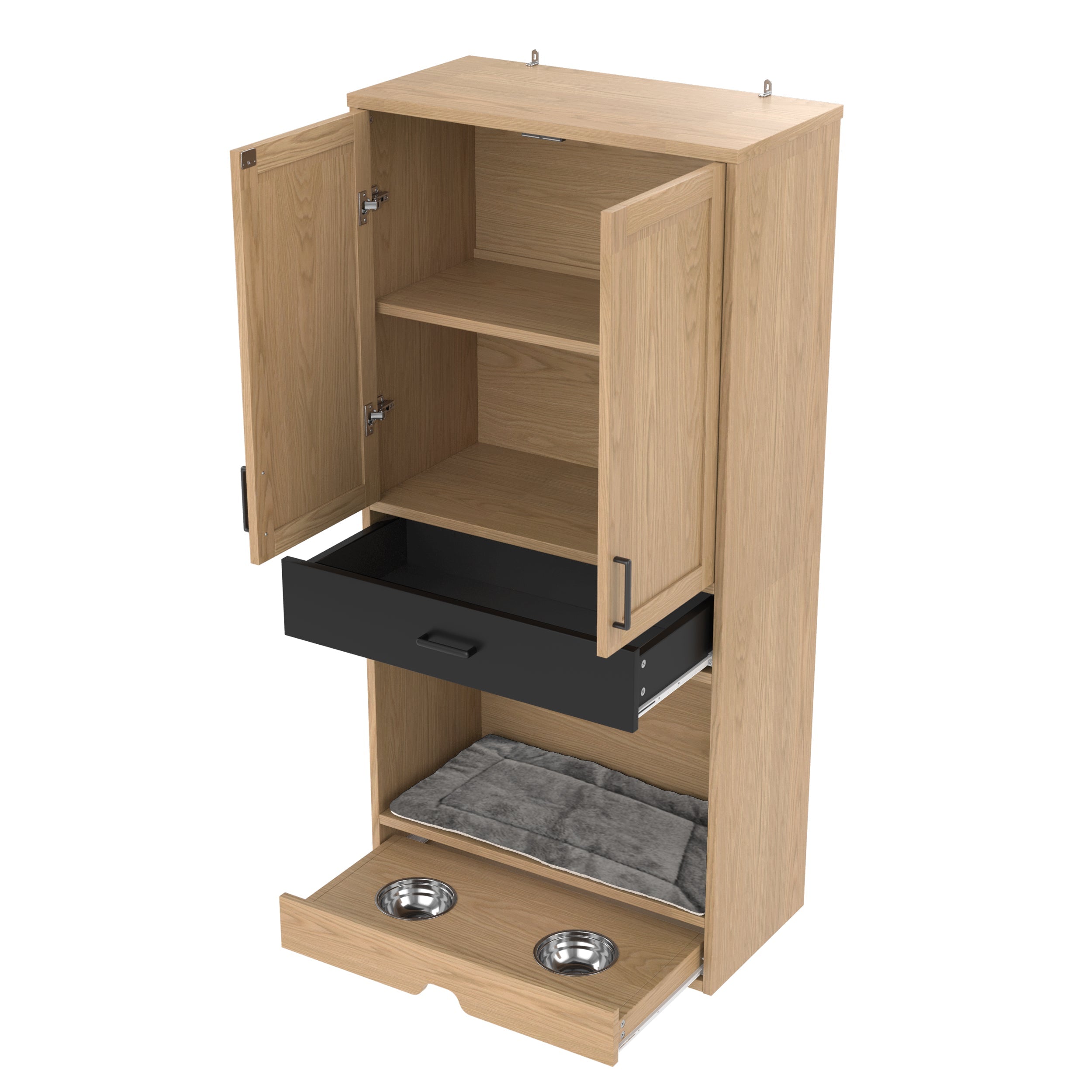 Logidon dierenkast eiken look 79x40x160 voerstation hondenmand