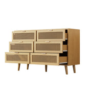 Logidon Ladekast 6 Laden Eiken Dressoir B120 H76,5 D40 Cm