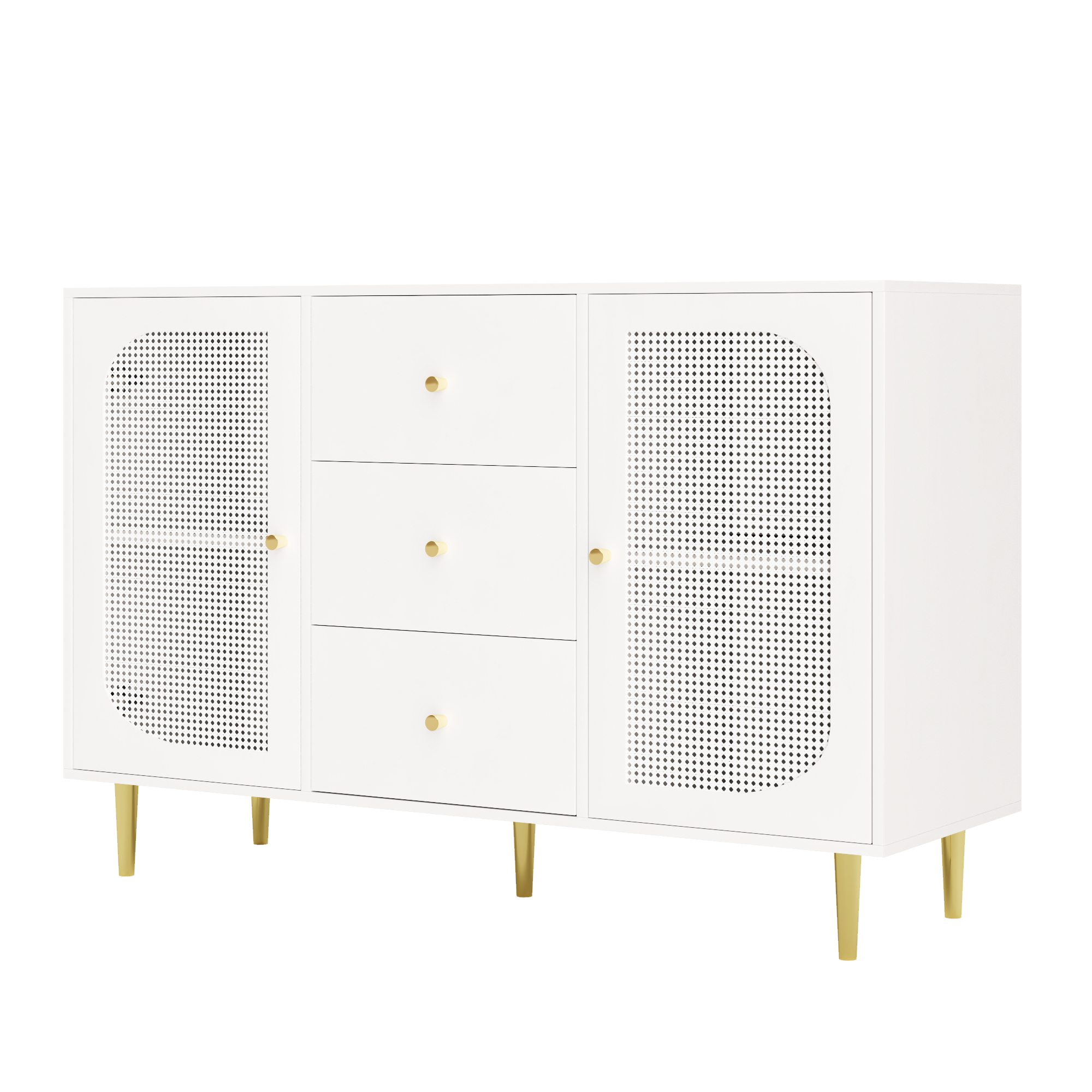 Logidon dressoir met rotan deuren wit 120 x 40 x 90 cm