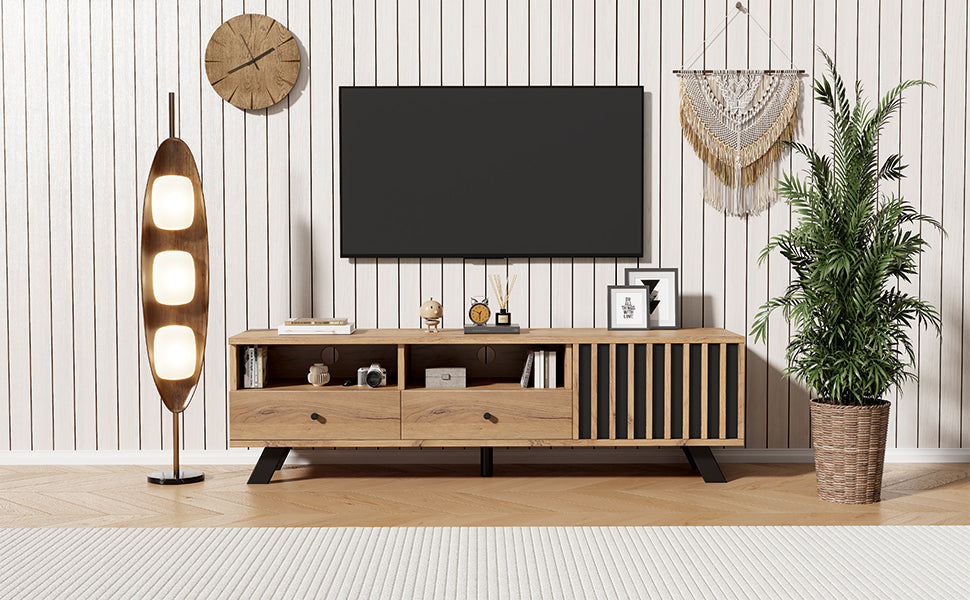 Logidon TV-meubel 150 x 38 x 44 cm natuurlijke houtlook 2 lades