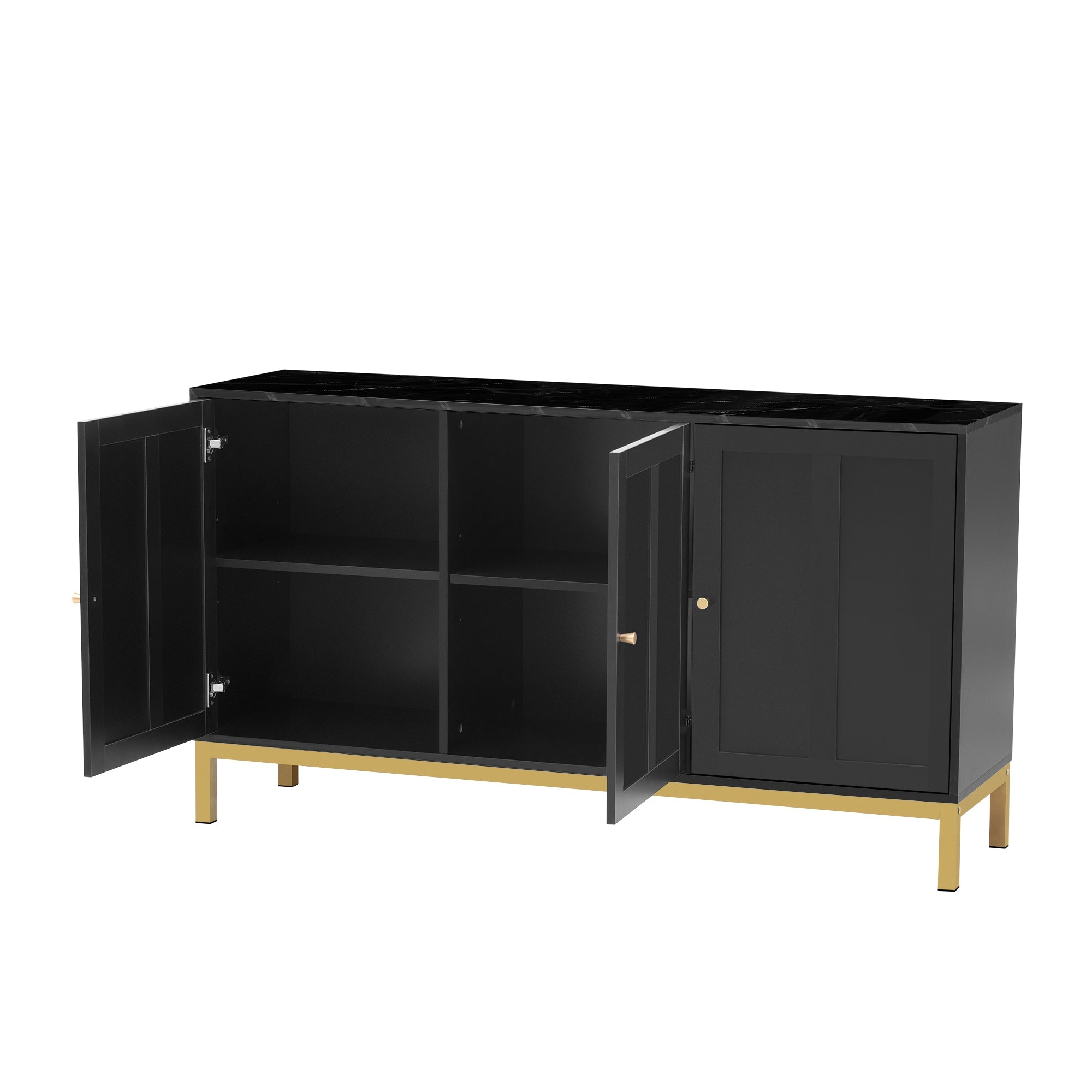 Logidon dressoir 3 deuren zwart MDF met marmerlook 140x40x78